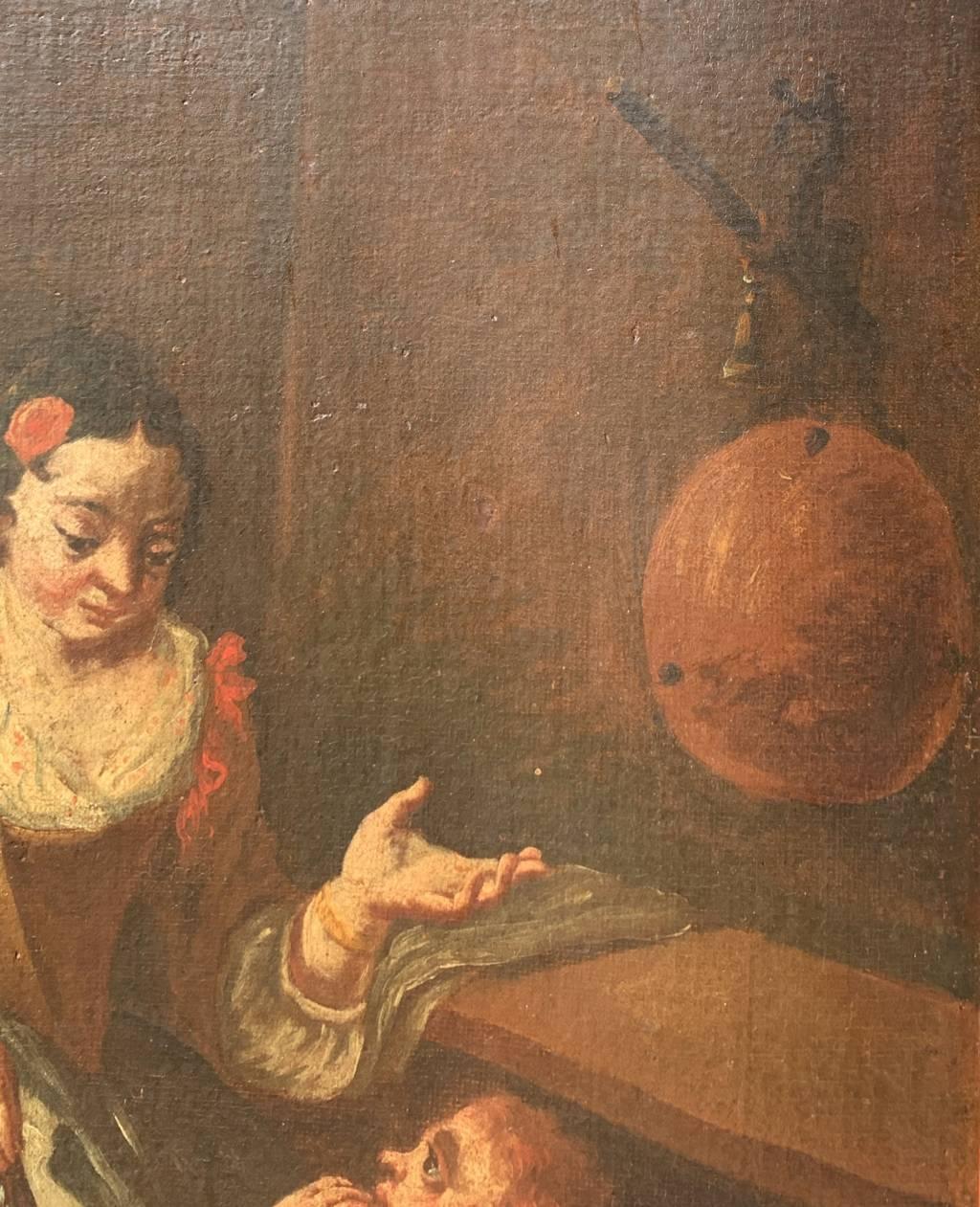 Pintor italiano antiguo - Pintura de figuras del siglo XVIII - El frutero en venta 1
