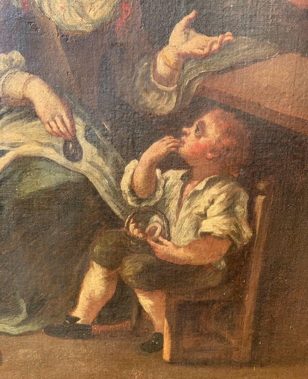 Pintor italiano antiguo - Pintura de figuras del siglo XVIII - El frutero en venta 4