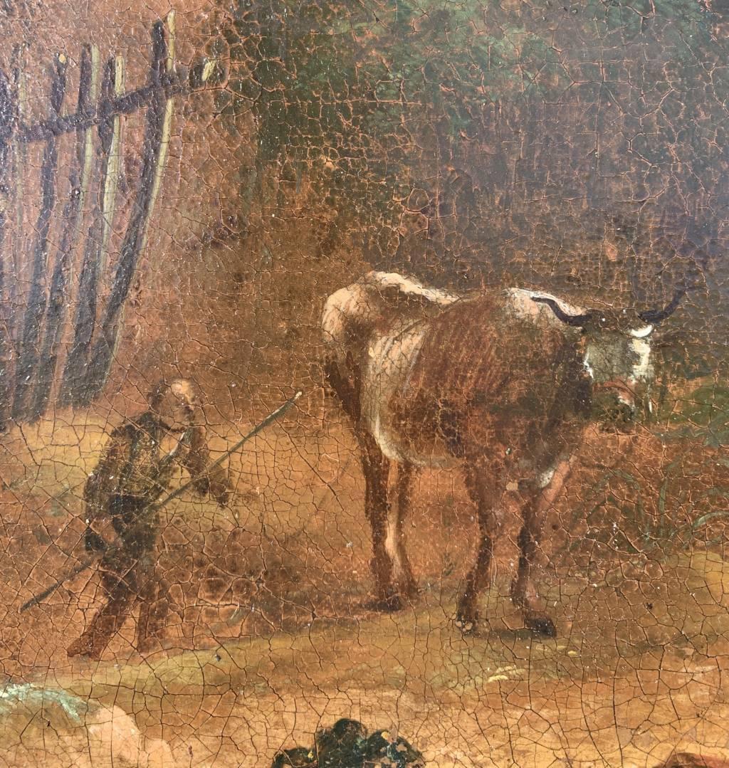 Antiker italienischer Maler des 18. Jahrhunderts – Landschaftsmalerei mit Figuren – Öl auf Leinwand im Angebot 3