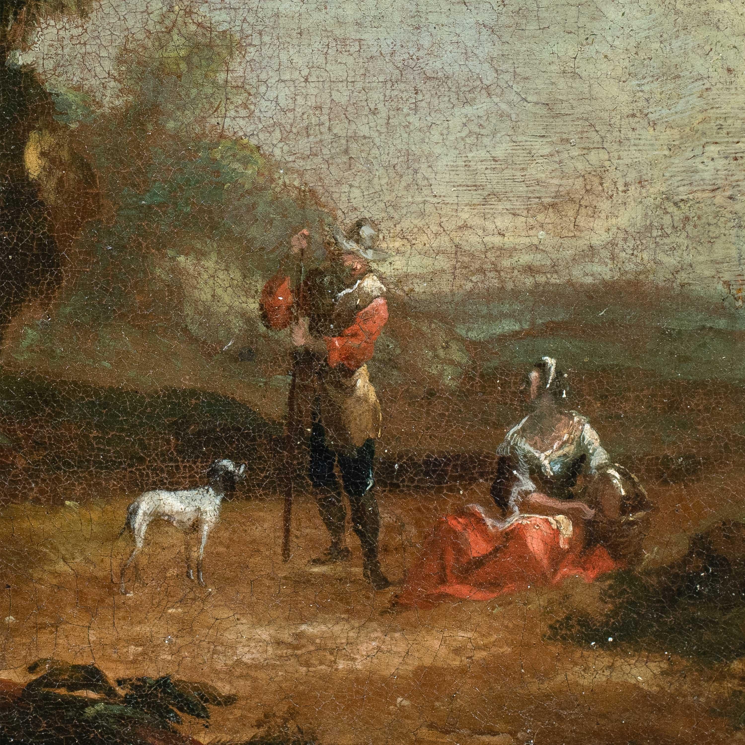 Pittore italiano antico - Paesaggio del 18° secolo - Pastori - Painting di Unknown