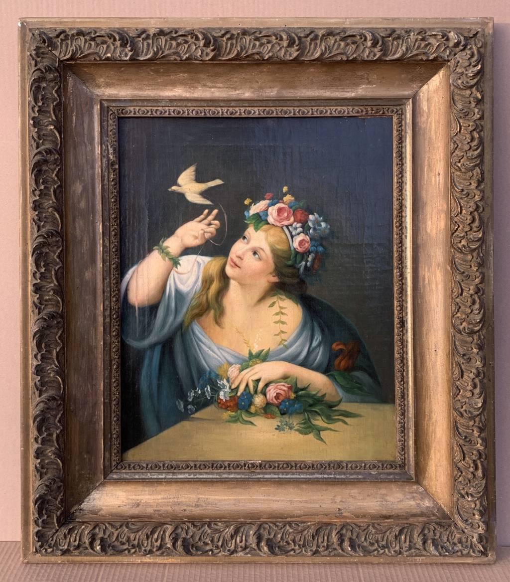 Antico pittore italiano - Quadro di figura del XIX secolo - Olio su tela - Painting di Unknown