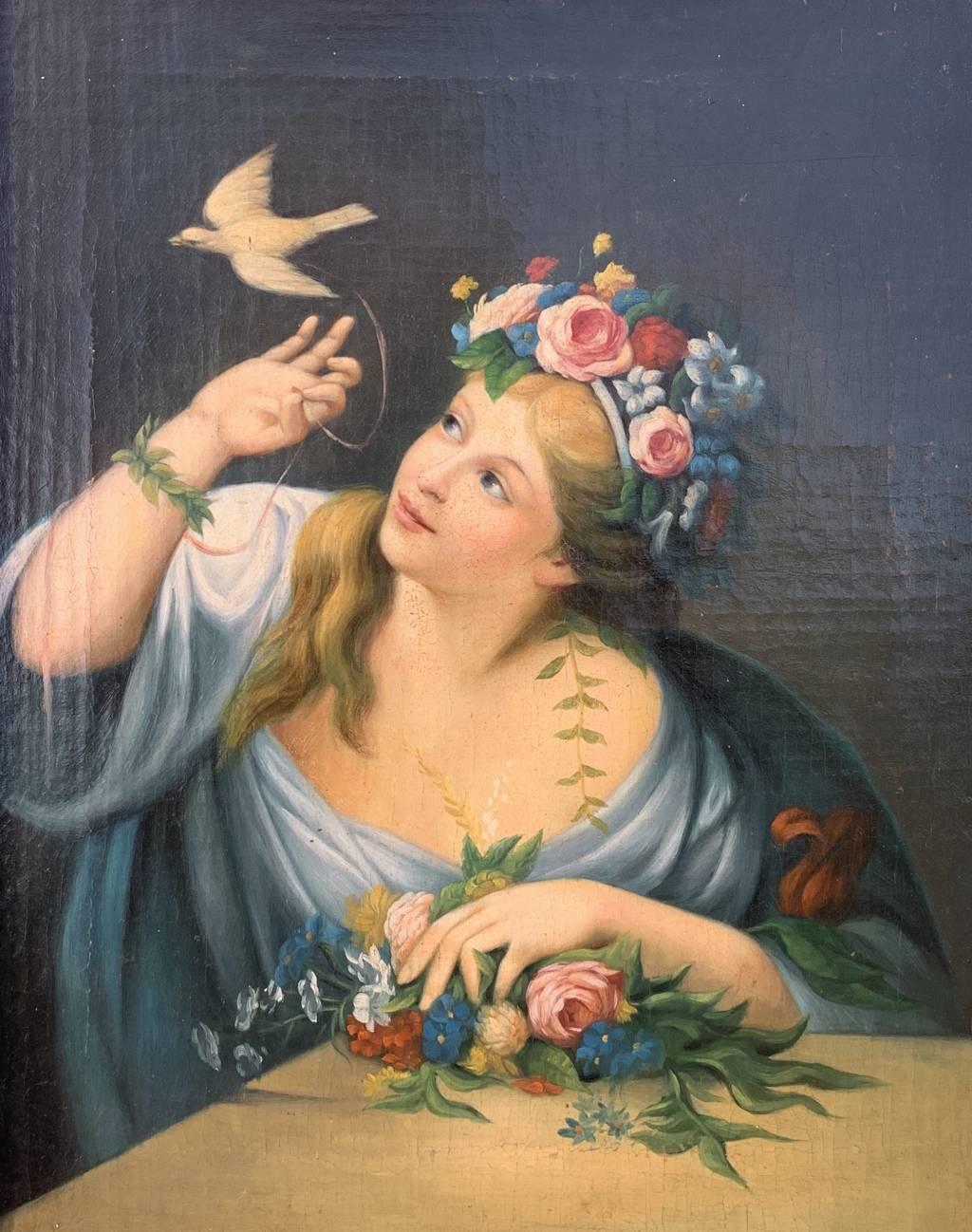 Antico pittore italiano - Quadro di figura del XIX secolo - Olio su tela - Painting Antichi maestri di Unknown