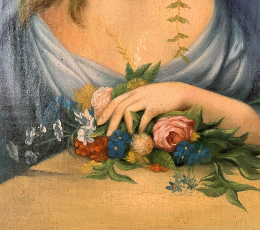 Antico pittore italiano - Quadro di figura del XIX secolo - Olio su tela 2