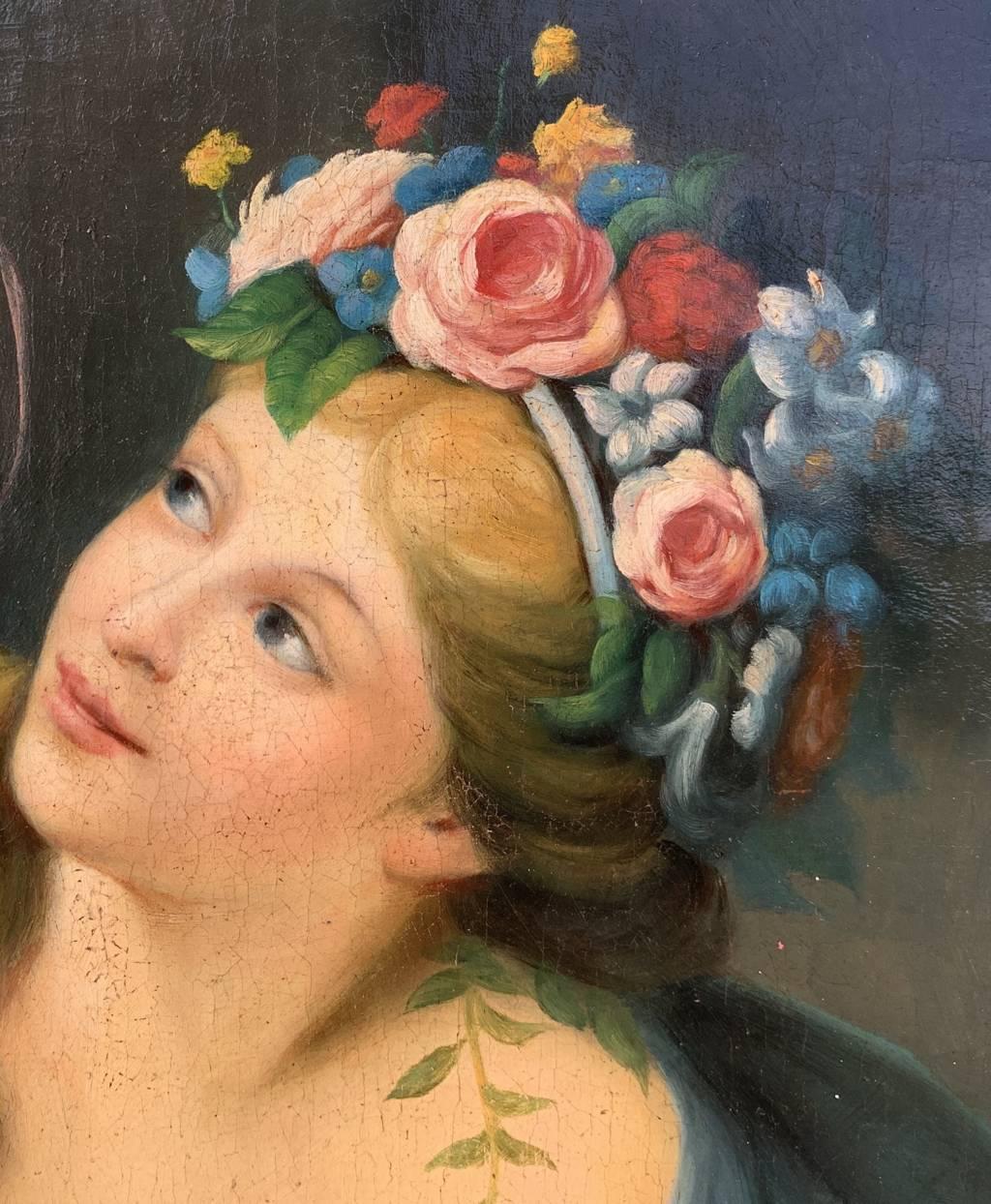 Antico pittore italiano - Quadro di figura del XIX secolo - Olio su tela 3