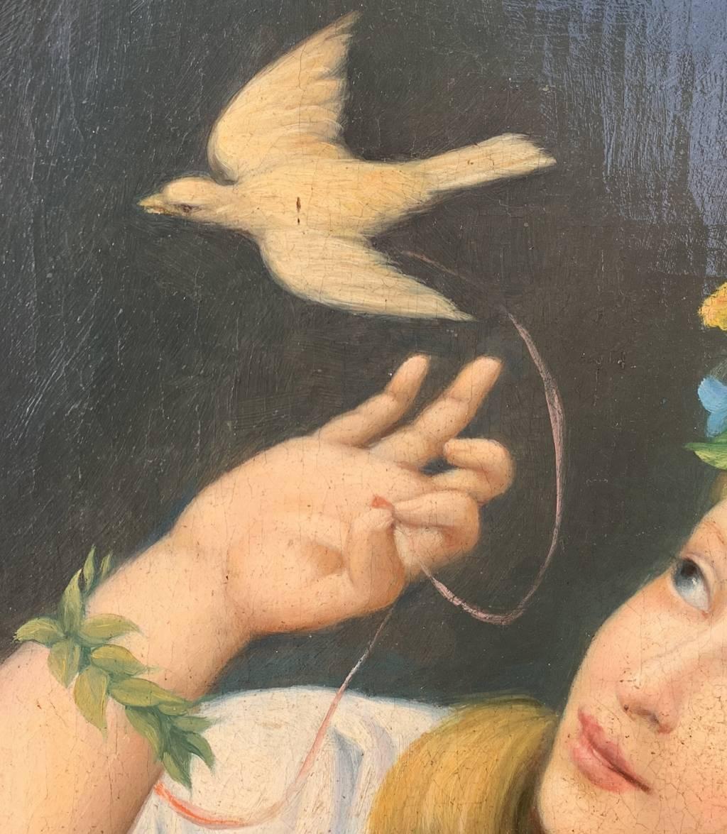 Antico pittore italiano - Quadro di figura del XIX secolo - Olio su tela 4