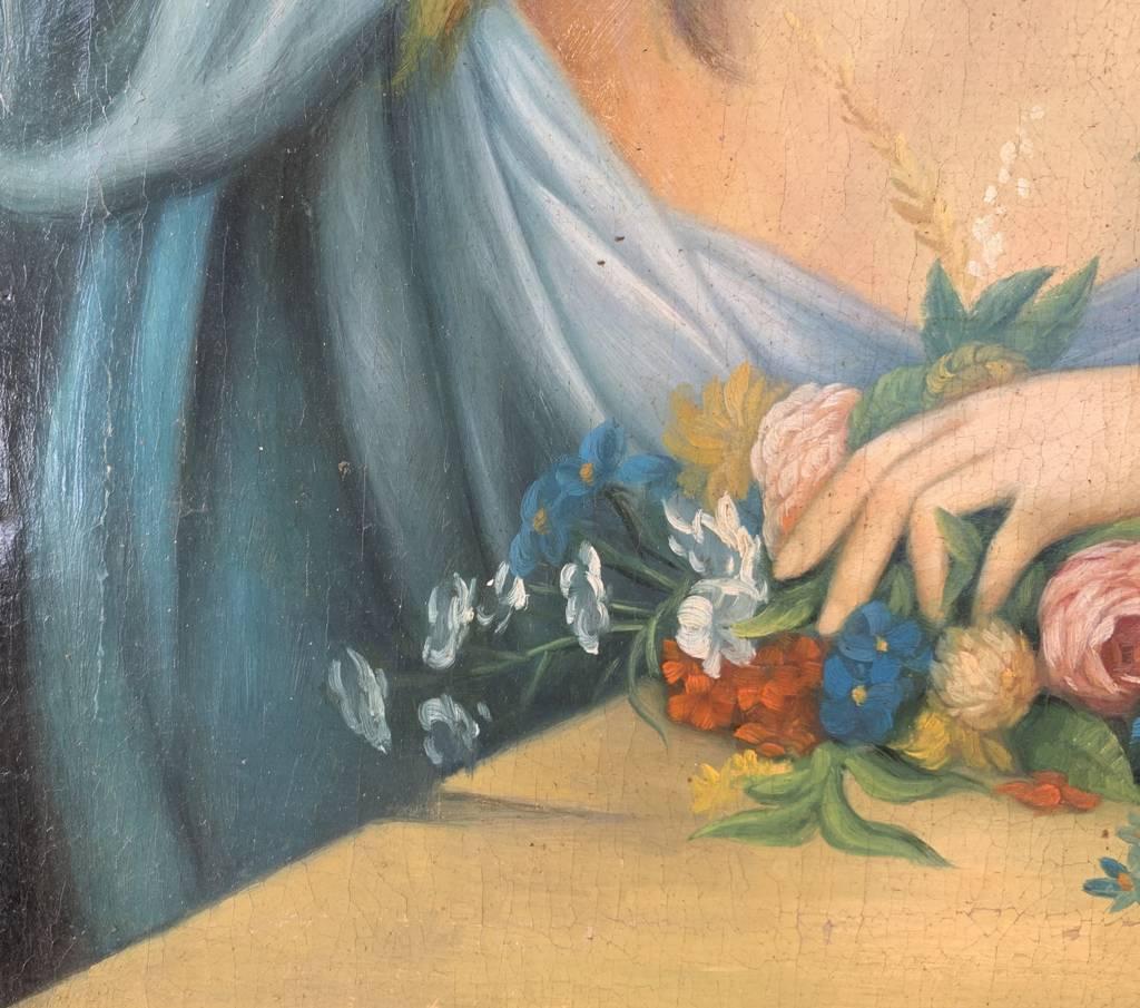 Antico pittore italiano - Quadro di figura del XIX secolo - Olio su tela 5