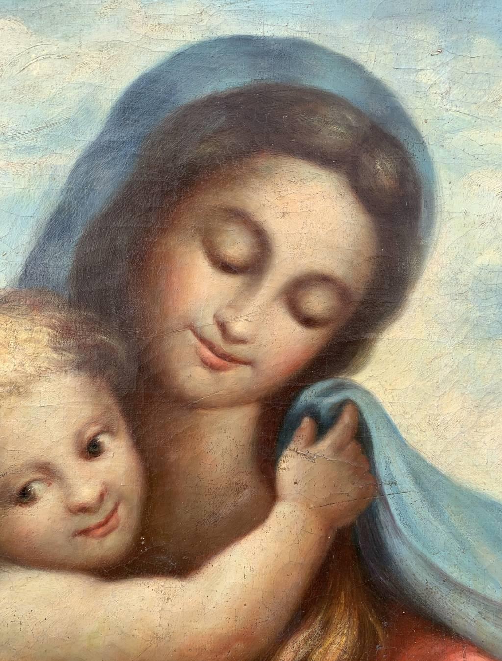 Antique Italian painter - 19th century large figure painting - Virgin child  For Sale 7