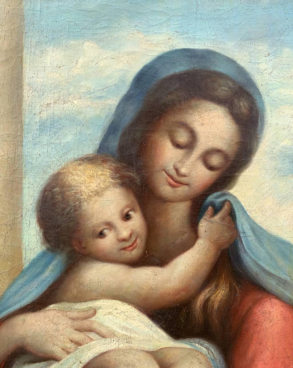 Antique Italian painter - 19th century large figure painting - Virgin child  For Sale 1