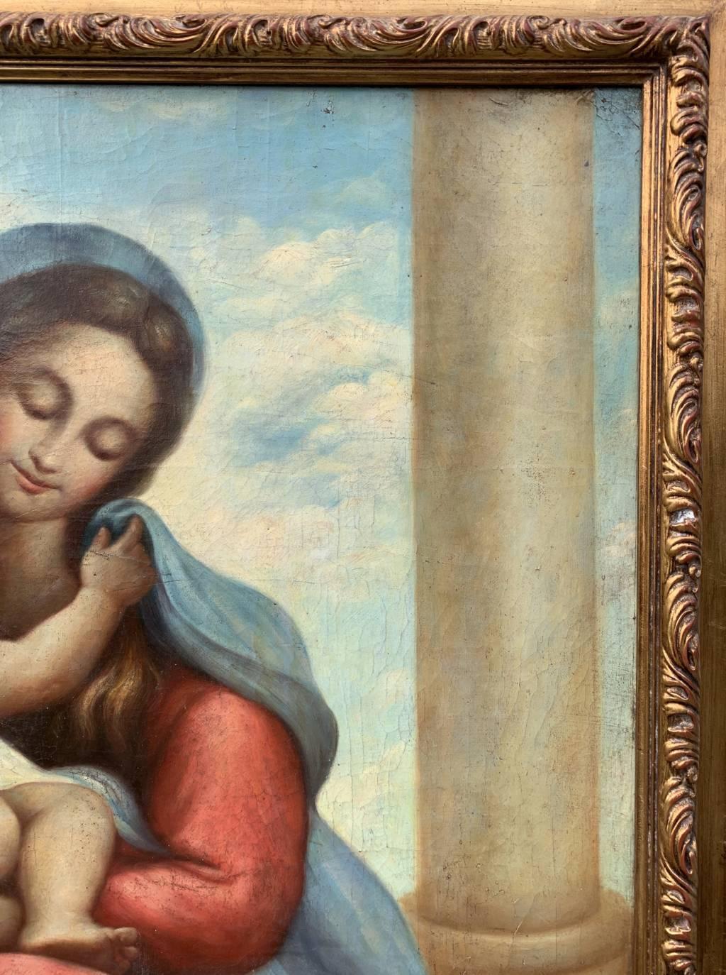 Antiguo pintor italiano - pintura de gran figura del siglo XIX - Virgen niña  en venta 2