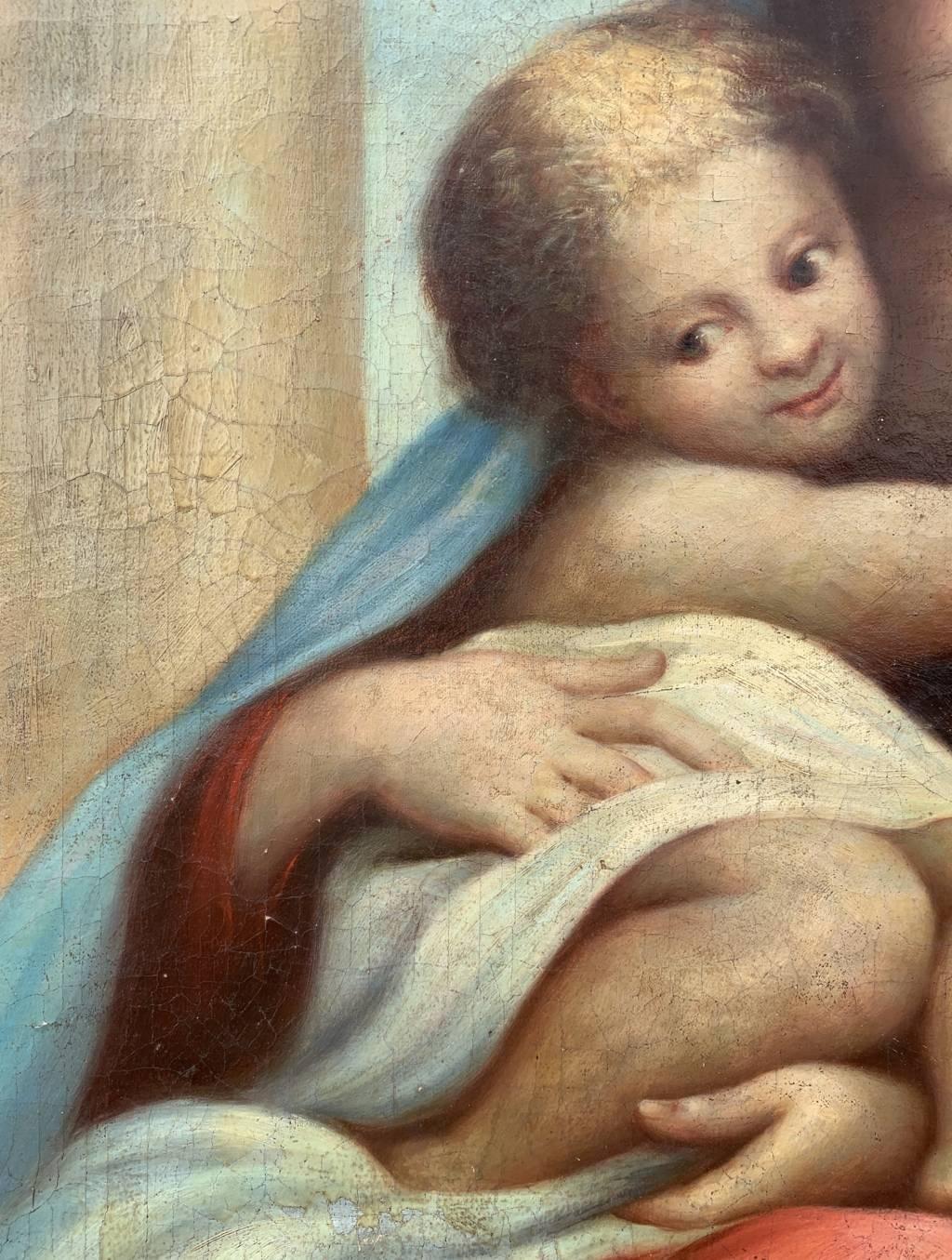 Antique Italian painter - 19th century large figure painting - Virgin child  For Sale 5