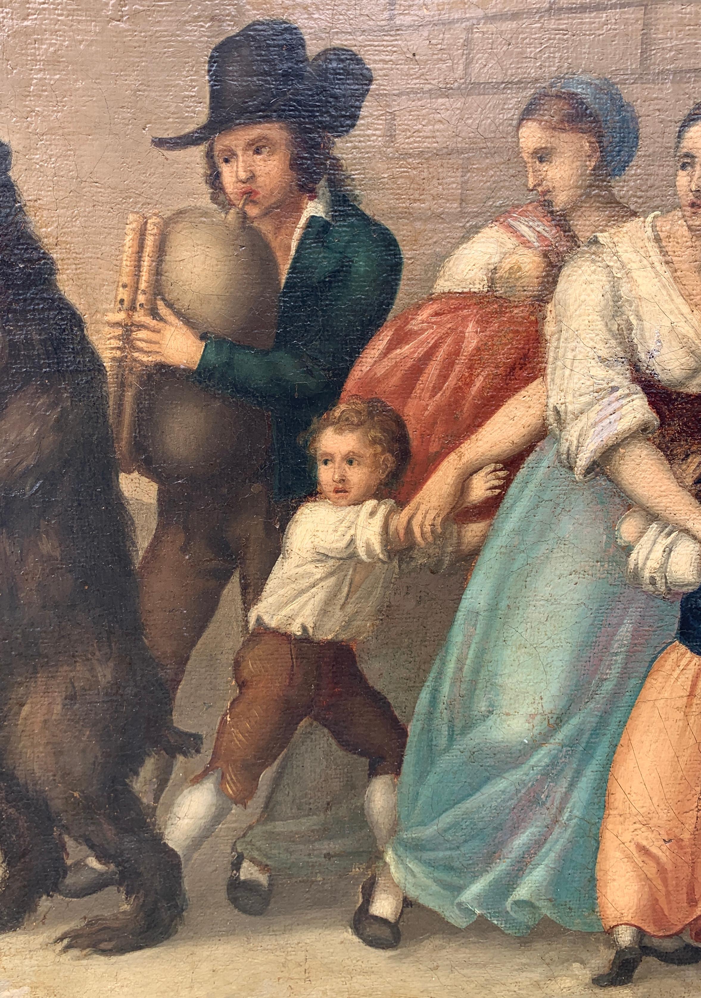 Pittore italiano antico - Quadro di figura del primo Ottocento - L'orso ammaestrato 7
