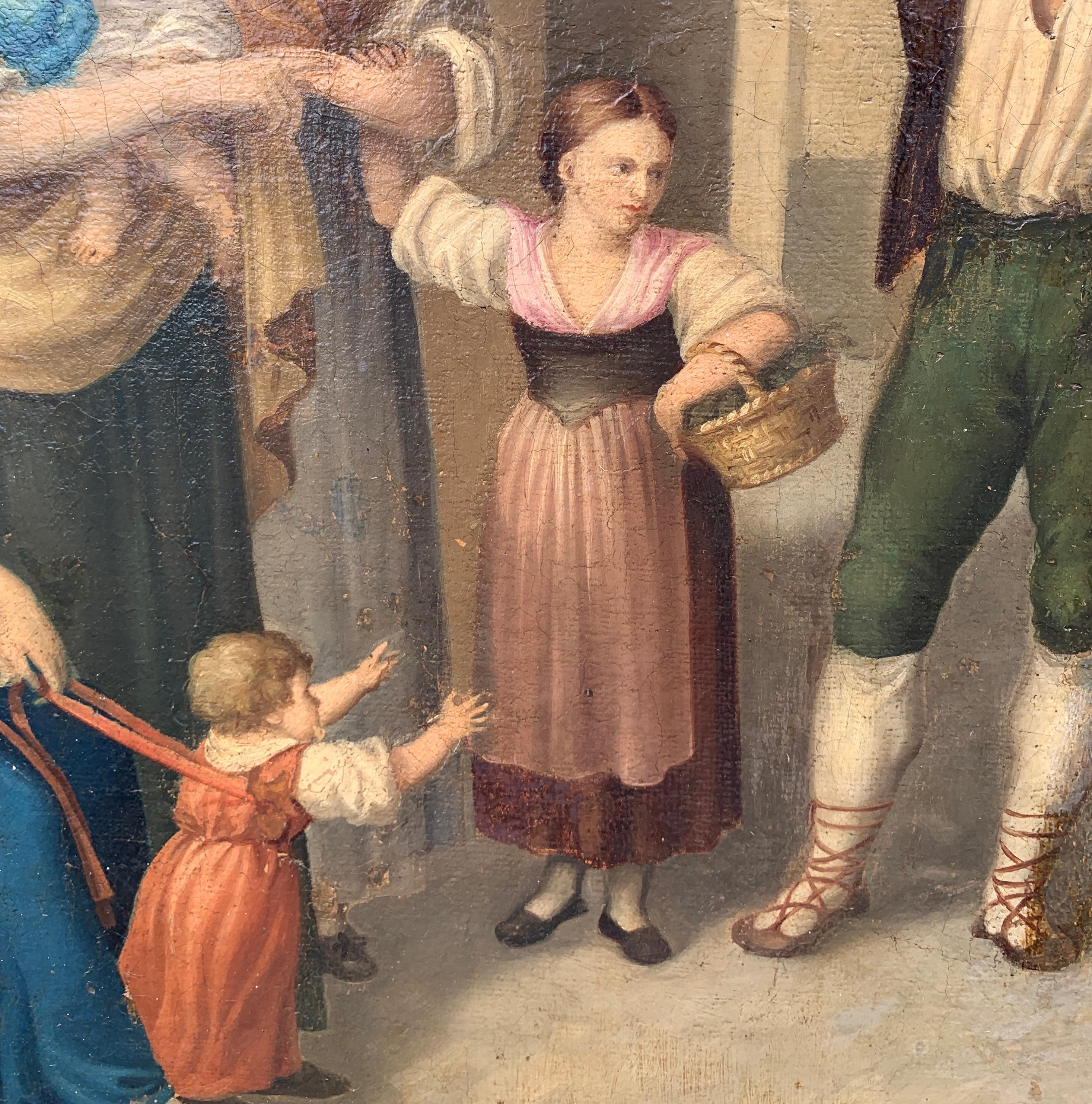 Pittore italiano antico - Quadro di figura del primo Ottocento - L'orso ammaestrato 10