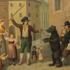 Antique Italian painter - Early 19th century figure painting - The Trained Bear