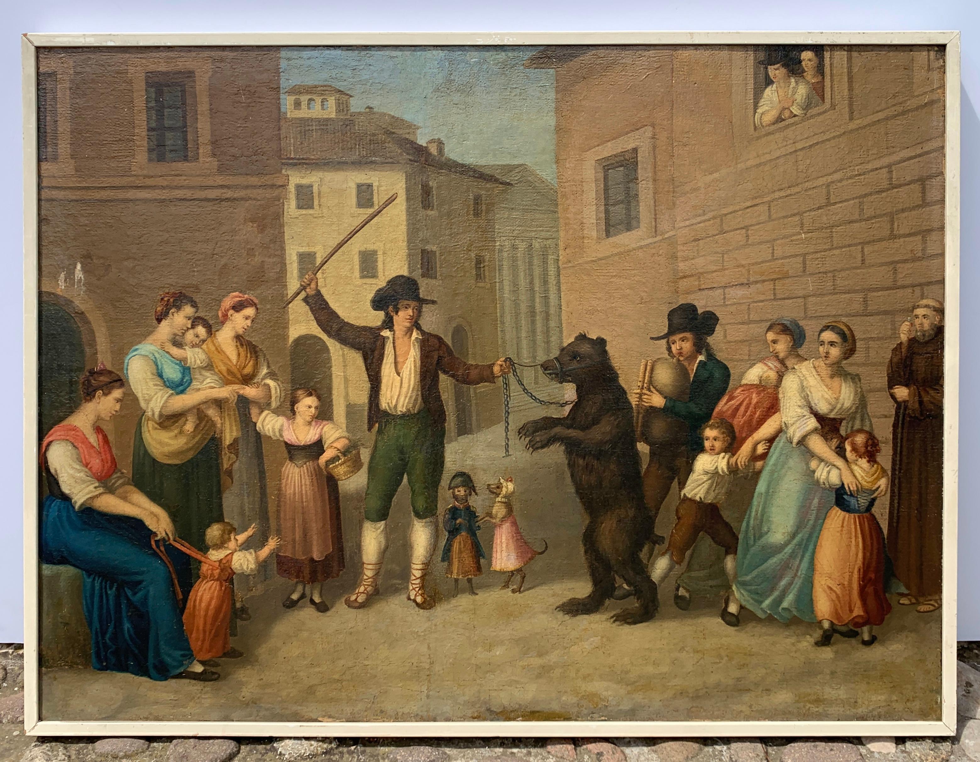 Pittore italiano (XIX secolo) - L'orso ammaestrato.

69,5 x 91,5 cm senza cornice, 71 x 93 cm con cornice.

Antico dipinto a olio su tela, in una cornice di legno bianca.

Rapporto sulle condizioni: Tela foderata. Buono stato di conservazione della