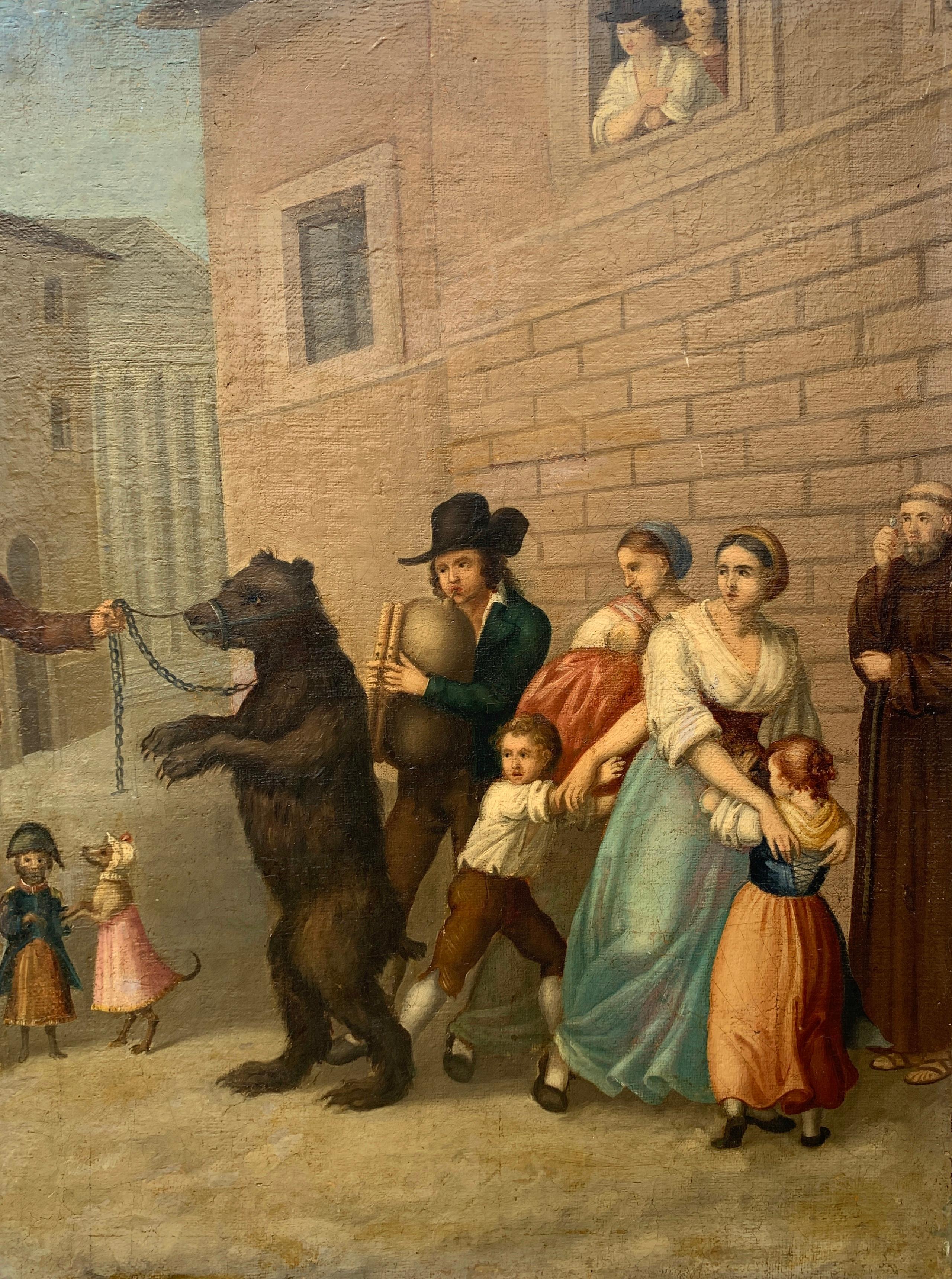 Pittore italiano antico - Quadro di figura del primo Ottocento - L'orso ammaestrato 3