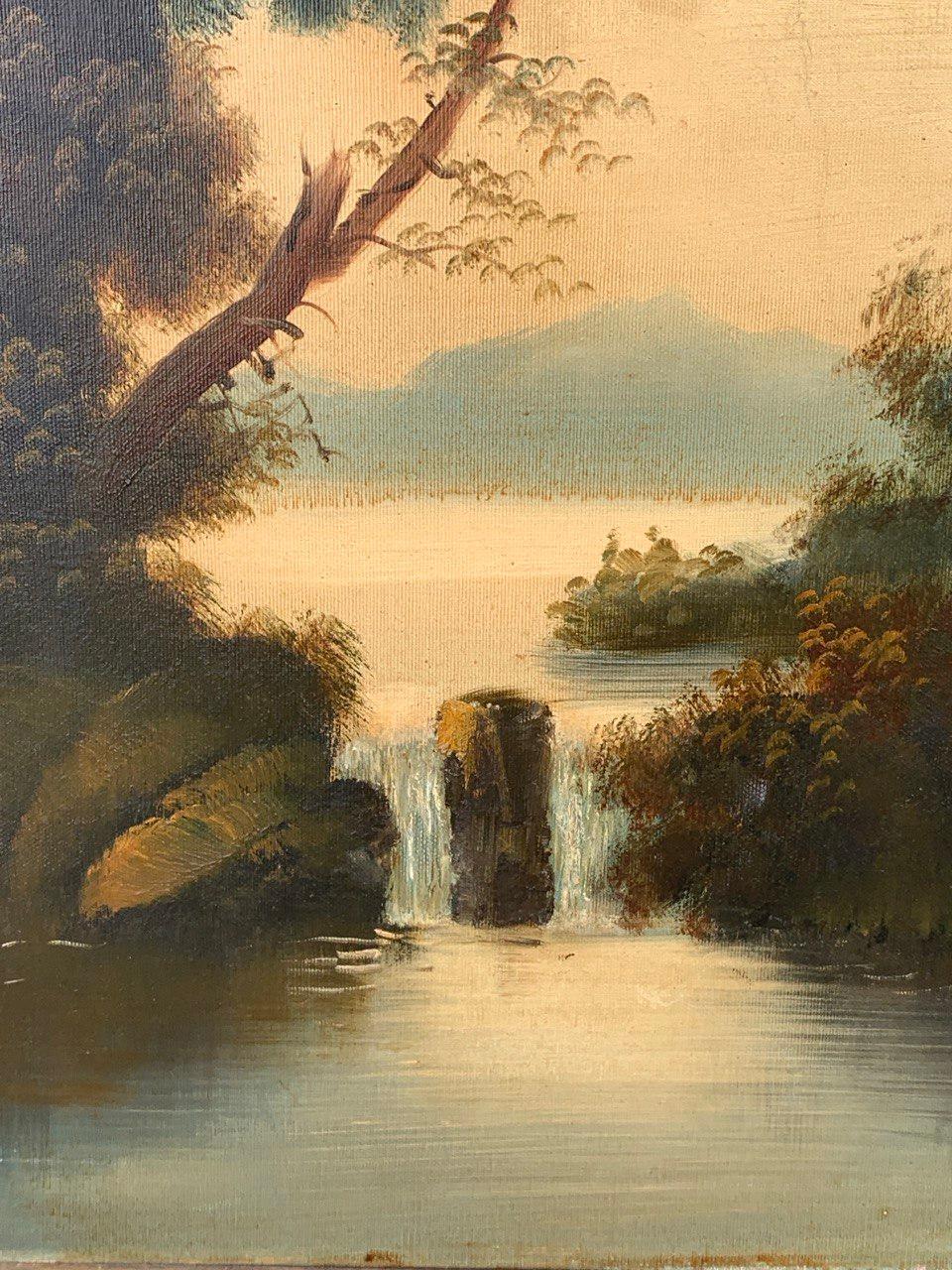 Peinture italienne ancienne - fin 19e paysage fluvial avec personnages en vente 2
