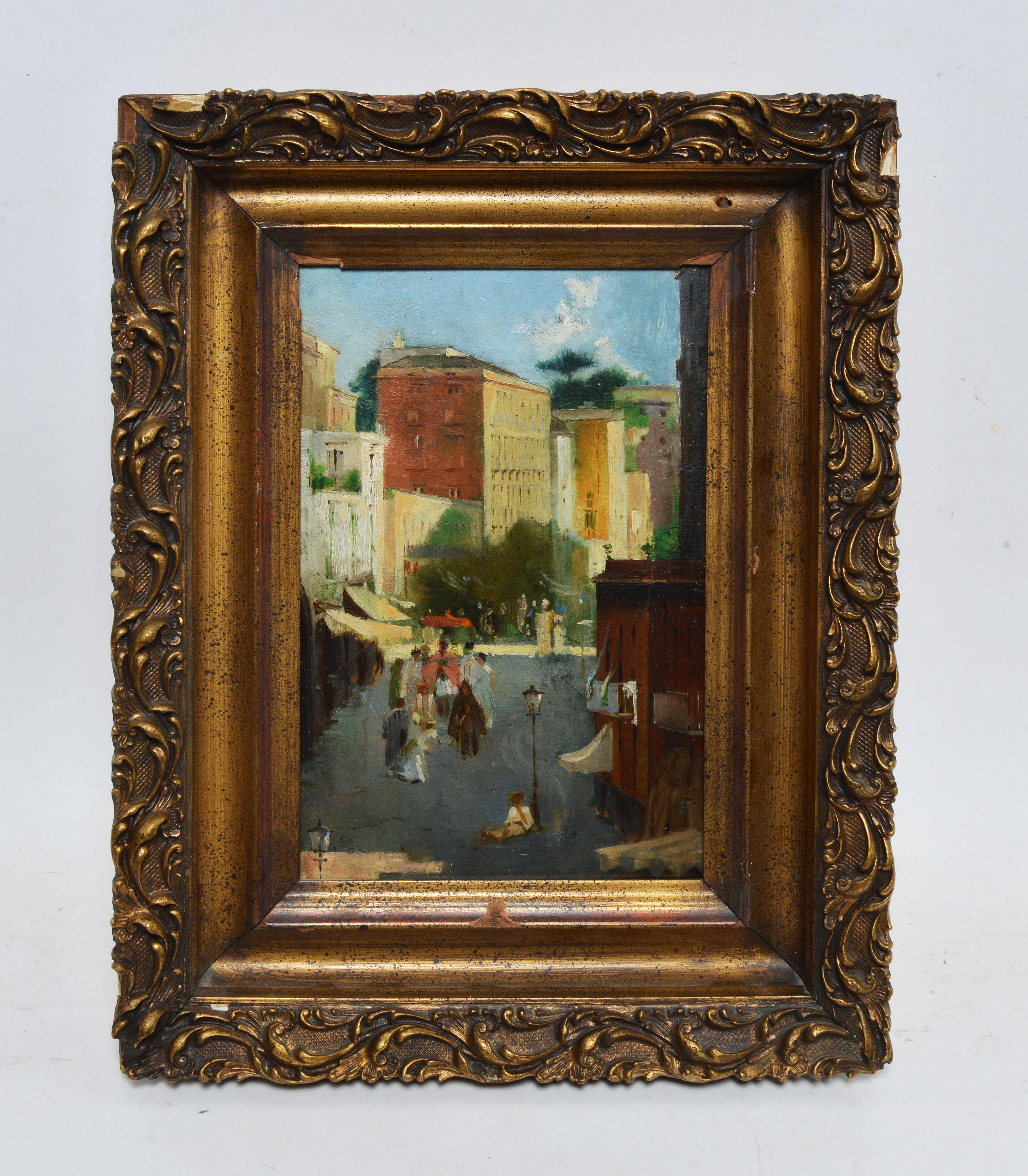 Antique Italian School Cityscape  - Painting by Unknown