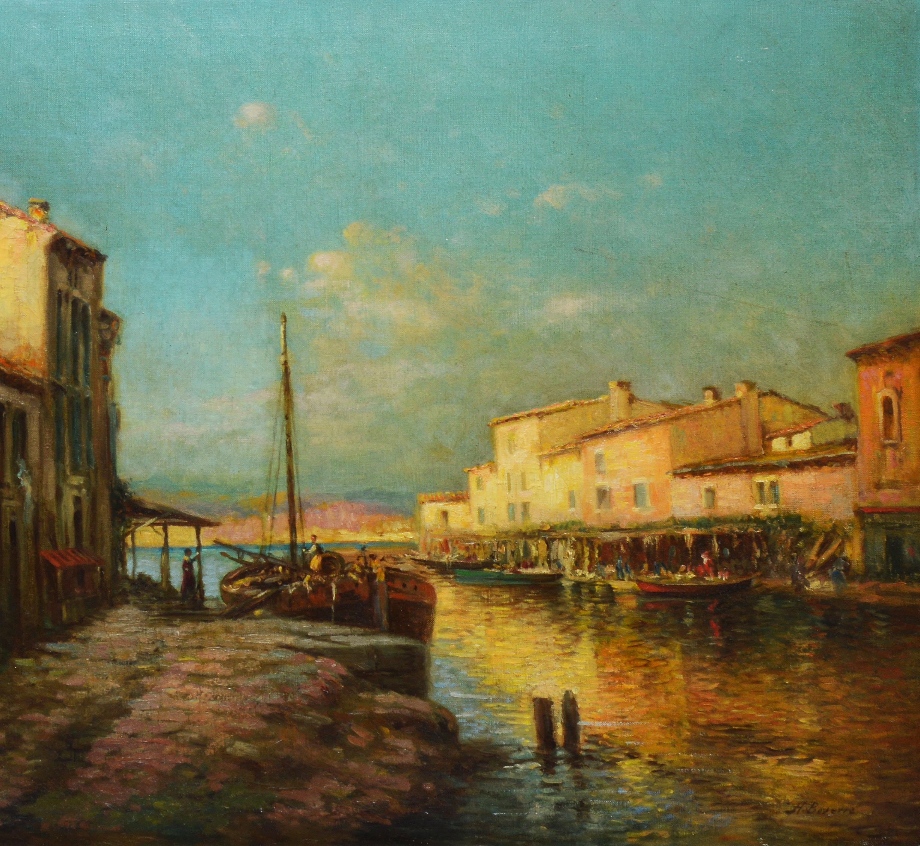 Antique Italian Sunset View of Venice, Large 19th Century Signed Oil Painting 2