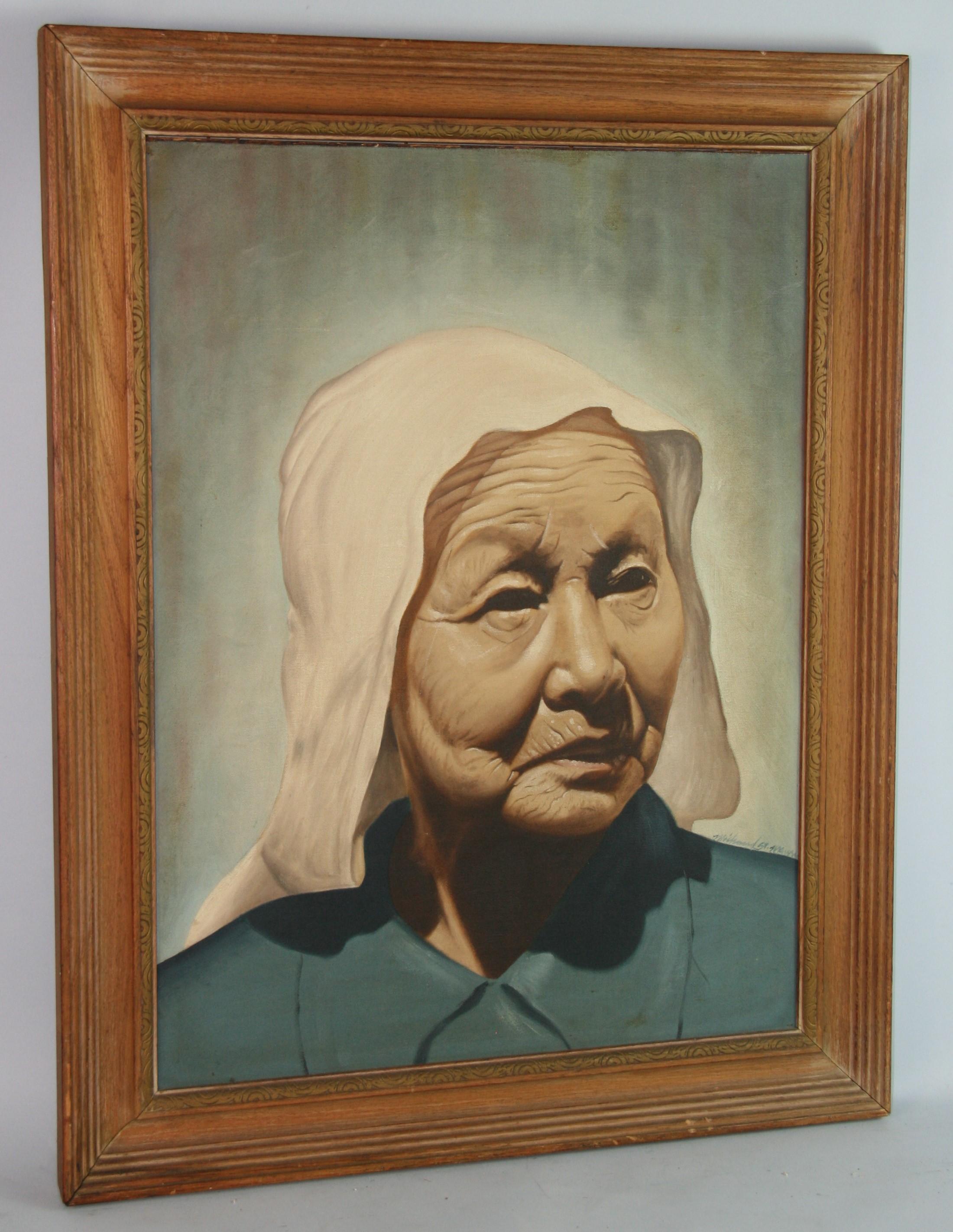 Antique Japanese Peasant Worker Oil Painting For Sale 2