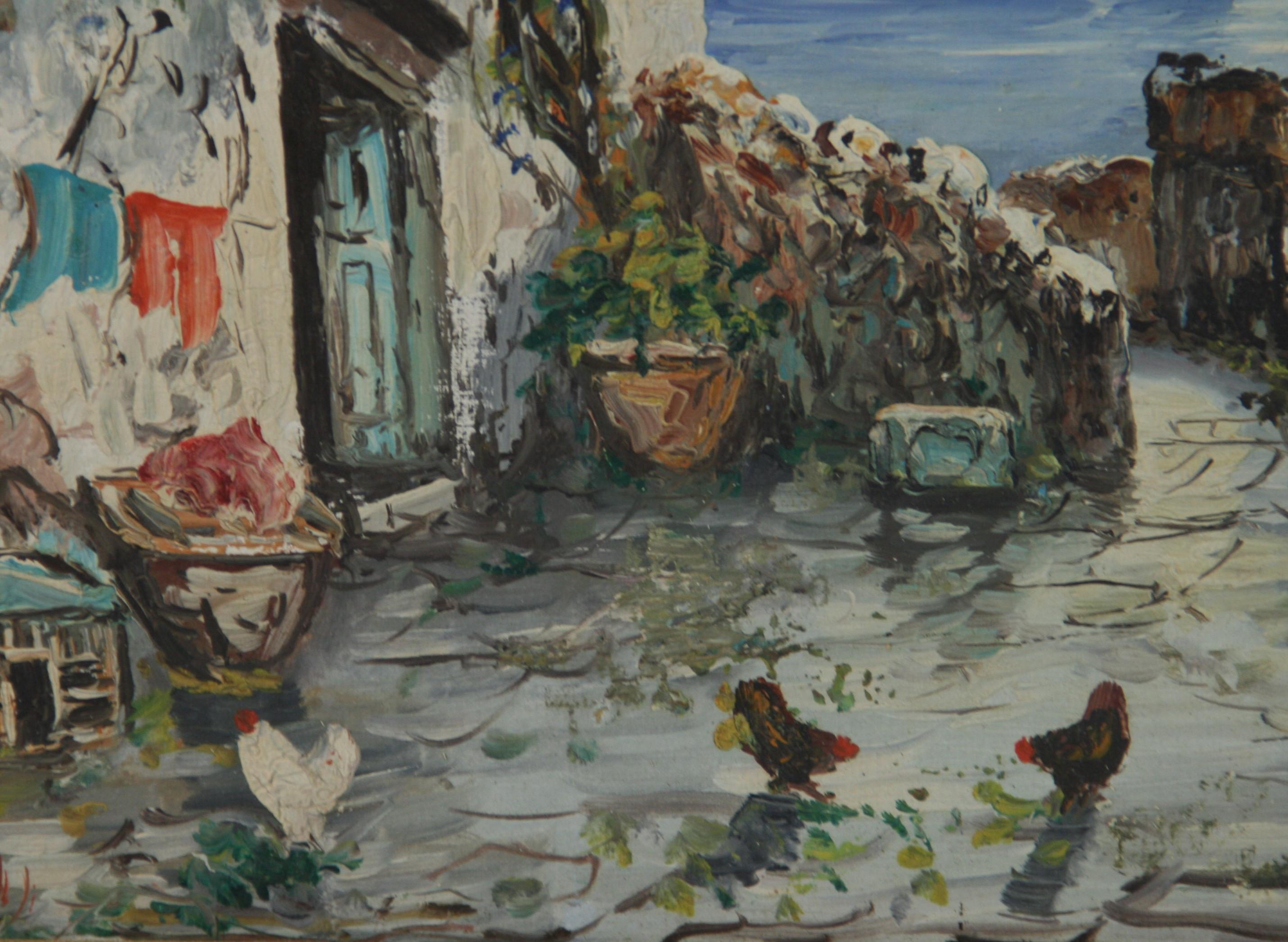 Antique Landscape  Oil Painting Capri Sea View 1940's 4