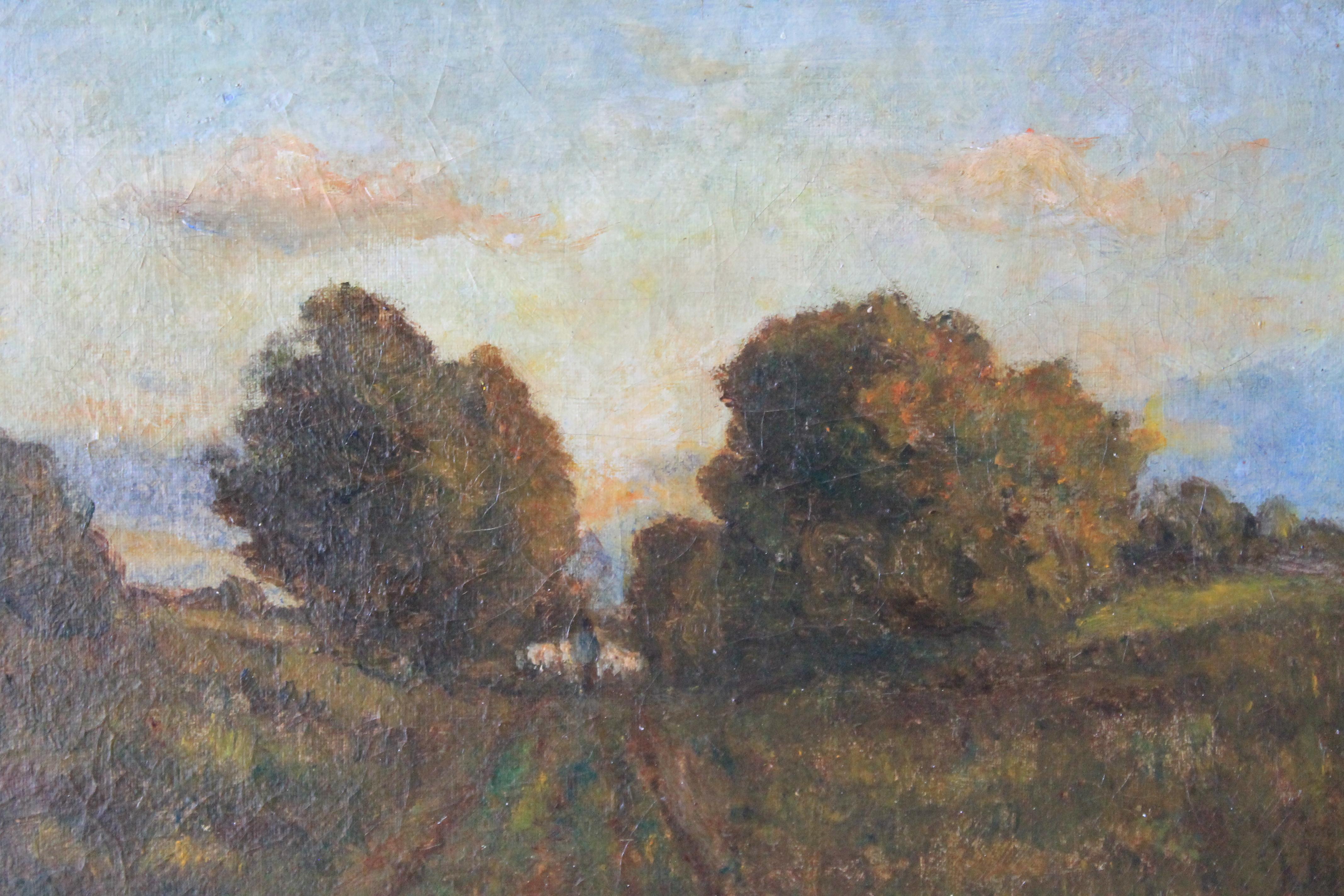 Antique French, pittura ad olio di paesaggio, Scuola Francese 3