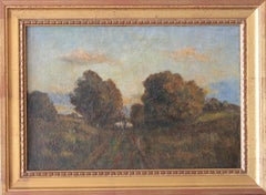 Antique French, pittura ad olio di paesaggio, Scuola Francese