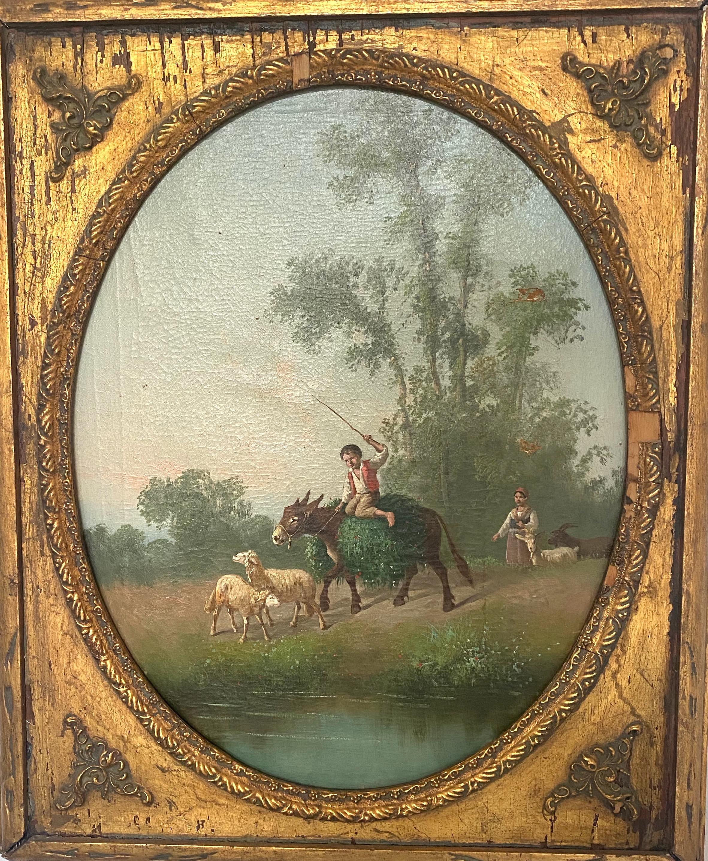 Unknown Landscape Painting - Antique Landscape, Original Oil Painting