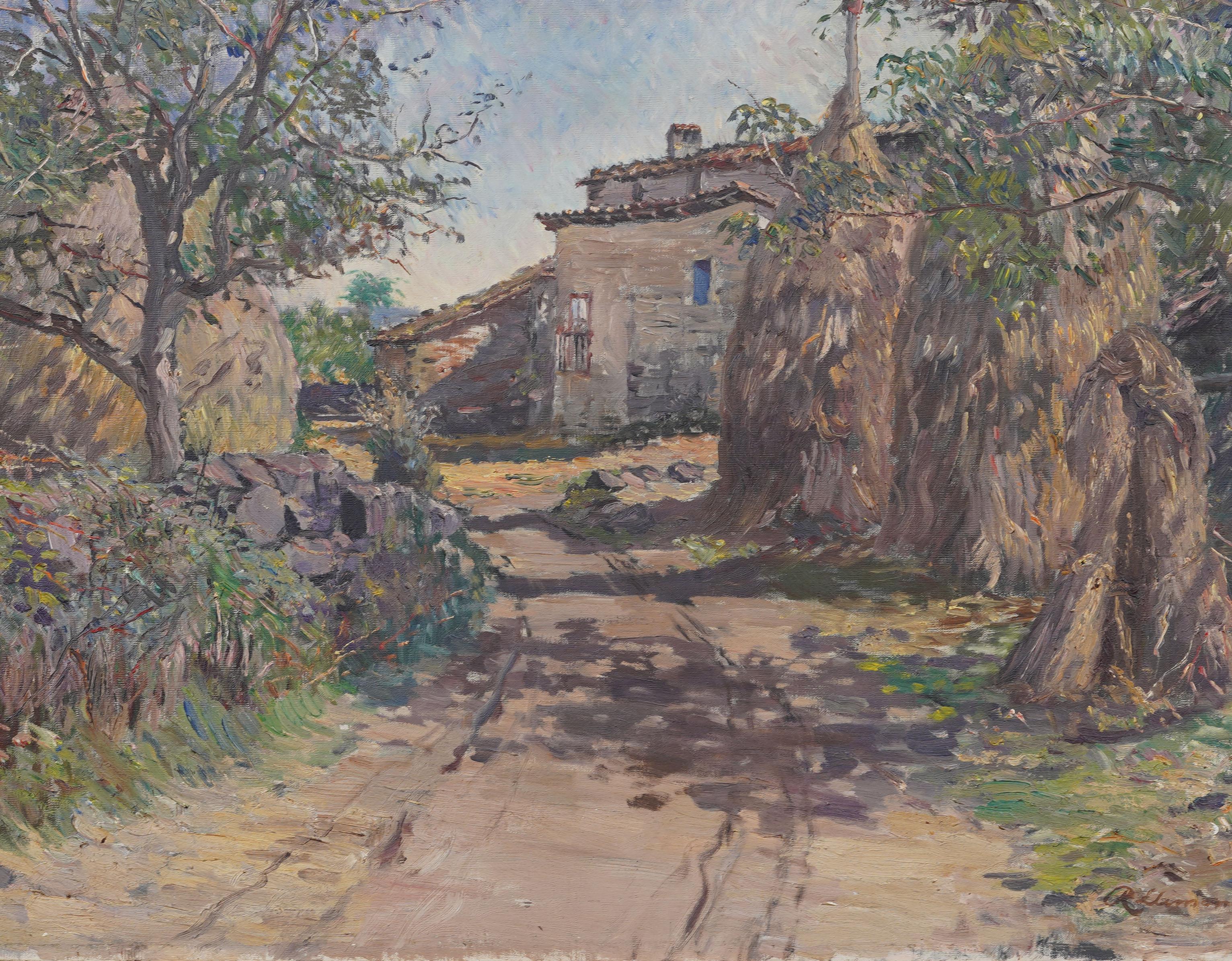 Peinture à l'huile de paysage Impressionniste Américain Giltwood encadrée en vente 1