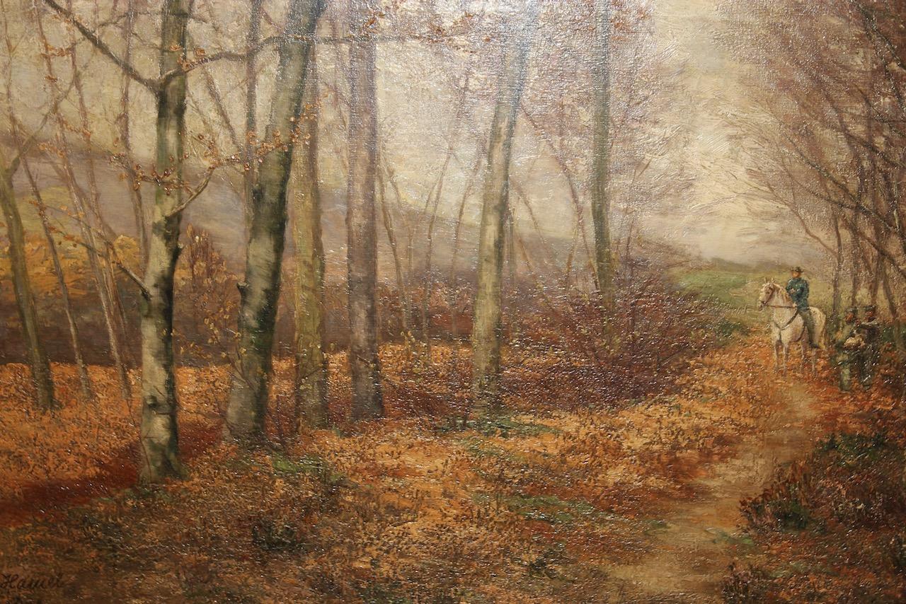 Antikes, großes Ölgemälde „Walk im Herbstwald“ von A. oder O. Hamel, großes Ölgemälde im Angebot 2