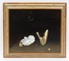 Magic Surrealism Signiertes Oyster-Stillleben, Original, modernes Ölgemälde