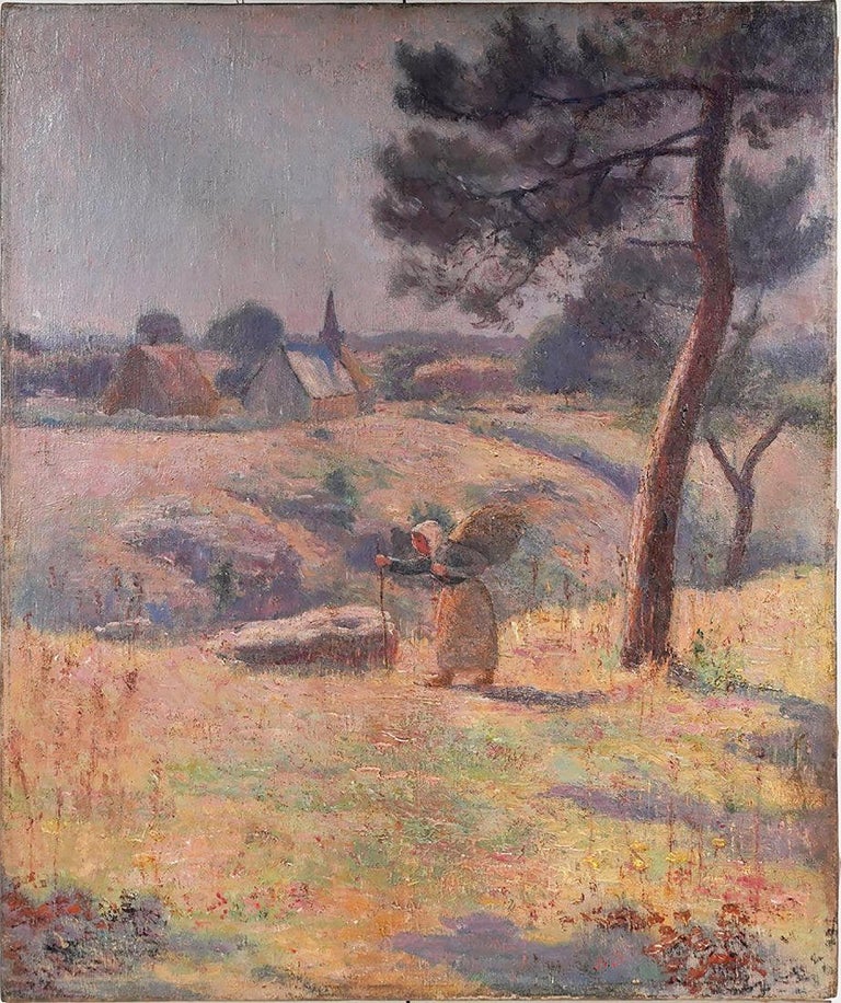Unknown Landscape Painting - Antique Major French Impressionist Paris School Landscape Oil Painting