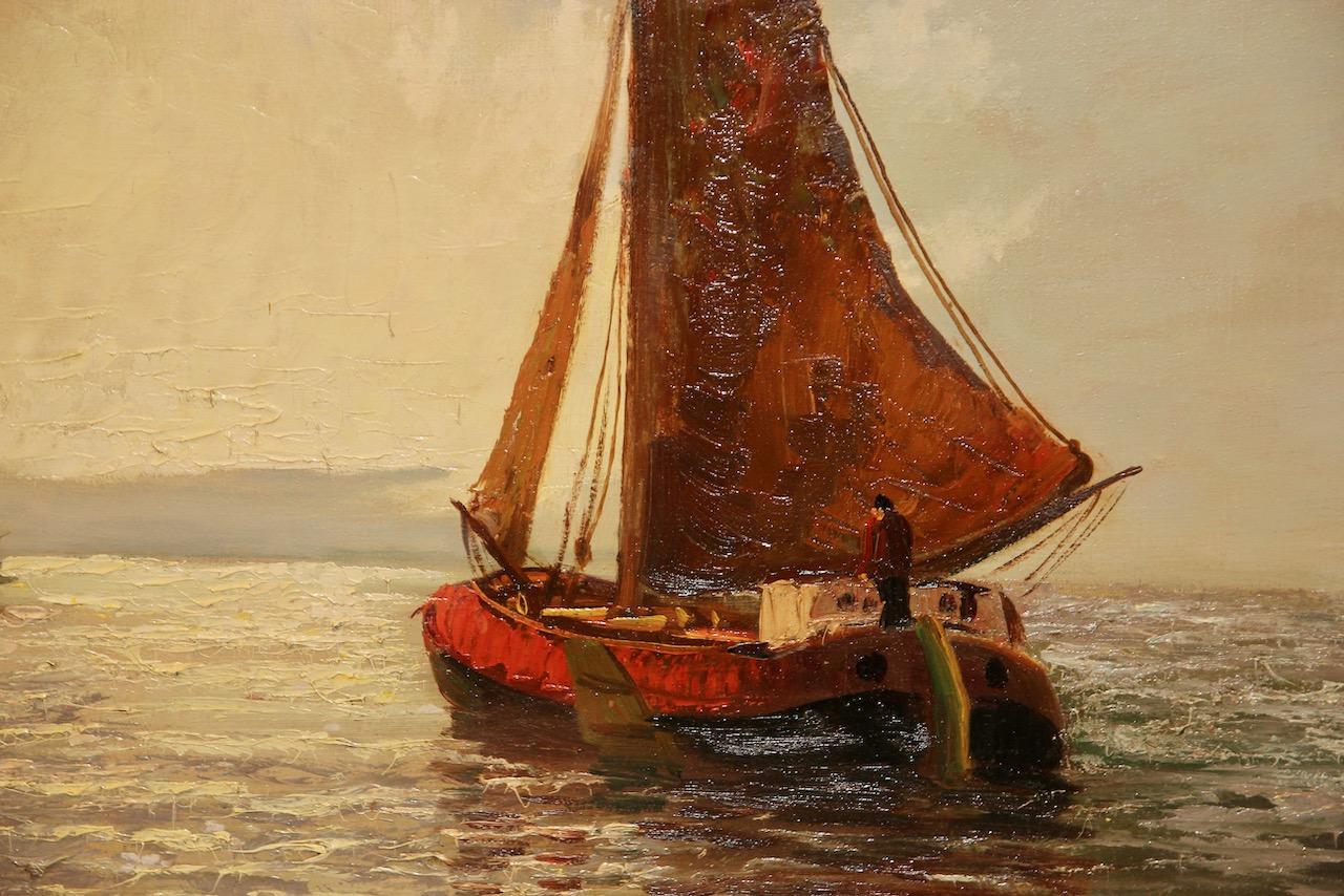 Antique maritime oil painting, 