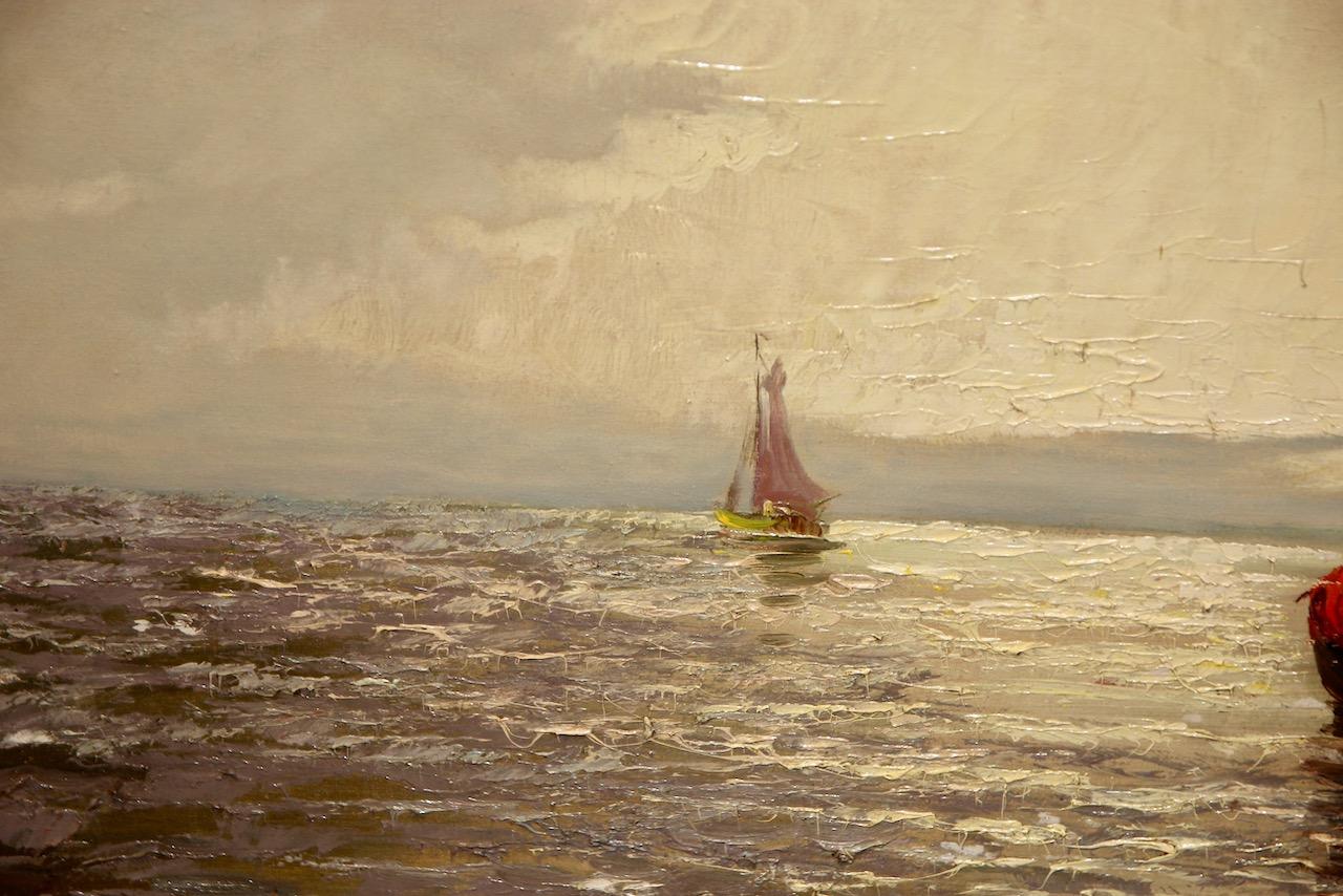 Antique maritime oil painting, 