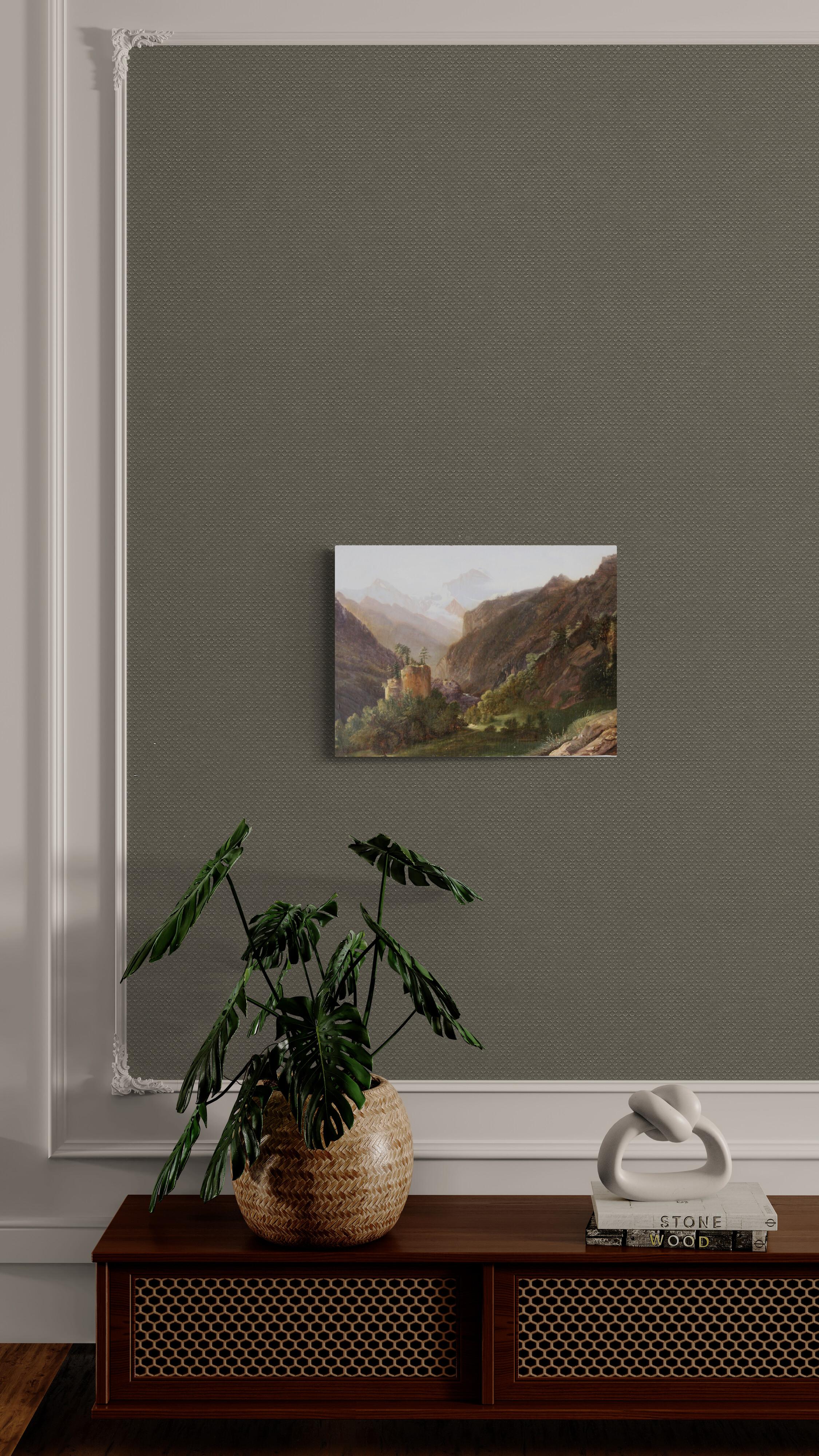 Antique mountain landscape oil painting, 19th Century Romantic, French Alps 9