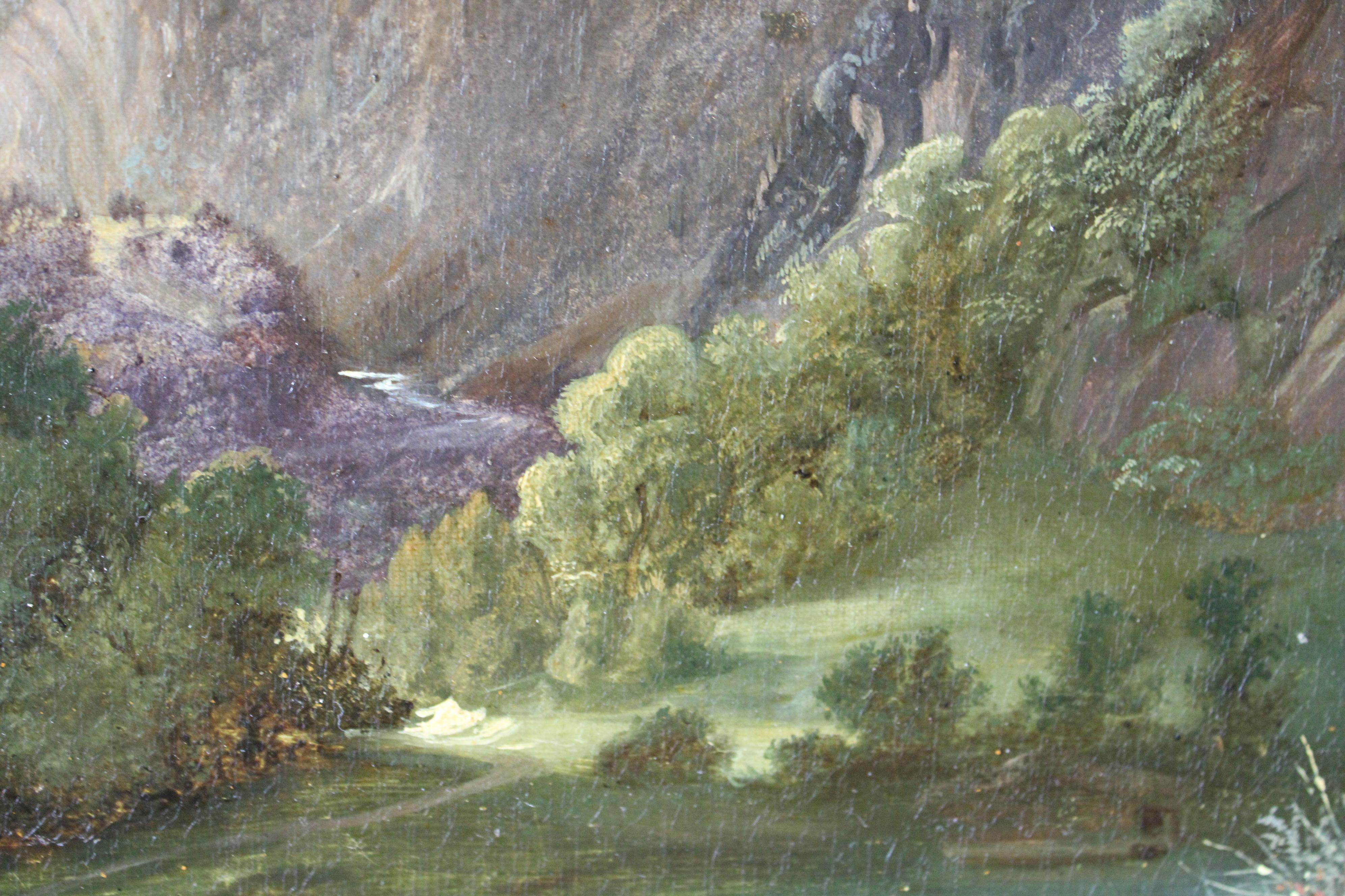 Antique mountain landscape oil painting, 19th Century Romantic, French Alps 5