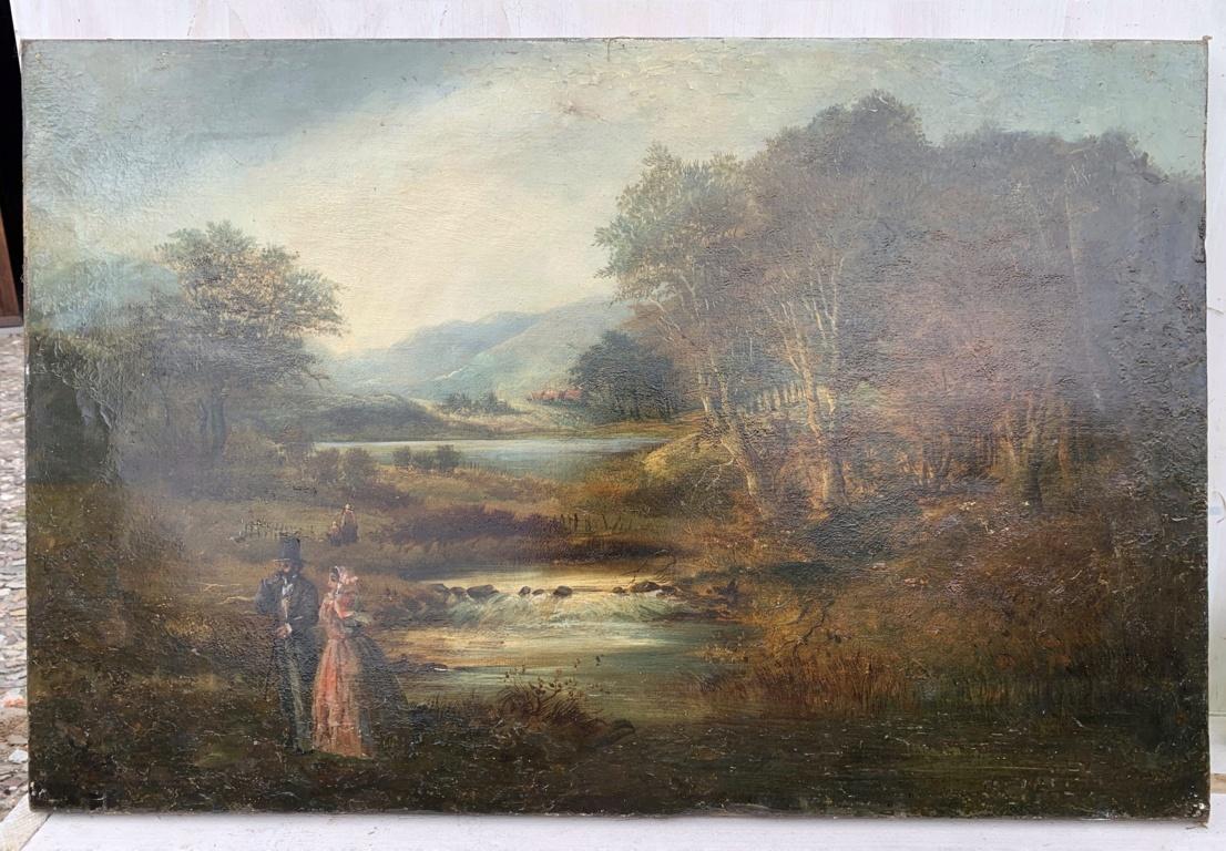 Antique naturalistic painter (European school) - 19th century landscape painting - Painting by Unknown