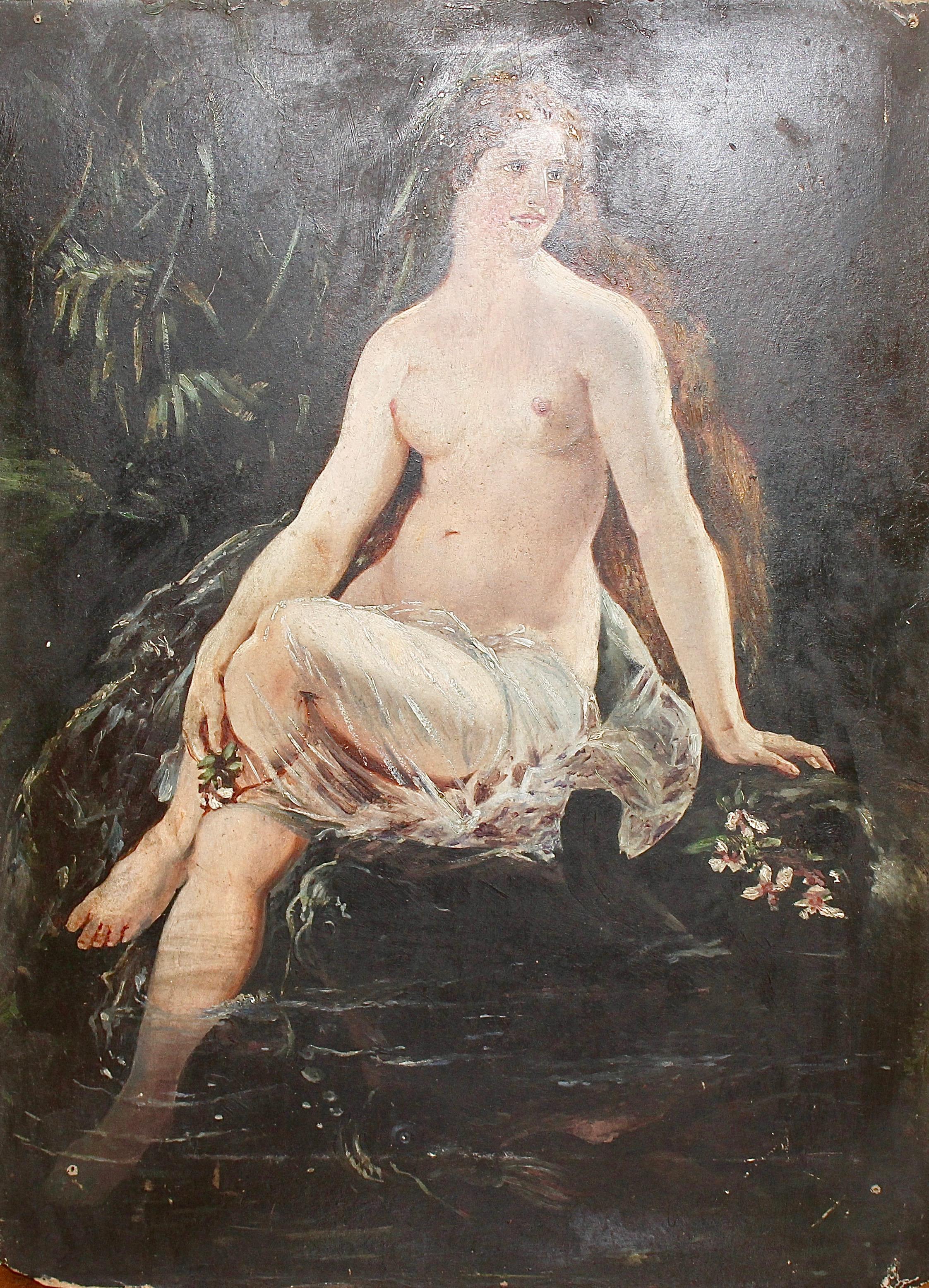 CHENPAT1145 naked mermaid girl&Peace dove handmade oil painting art on canvas 