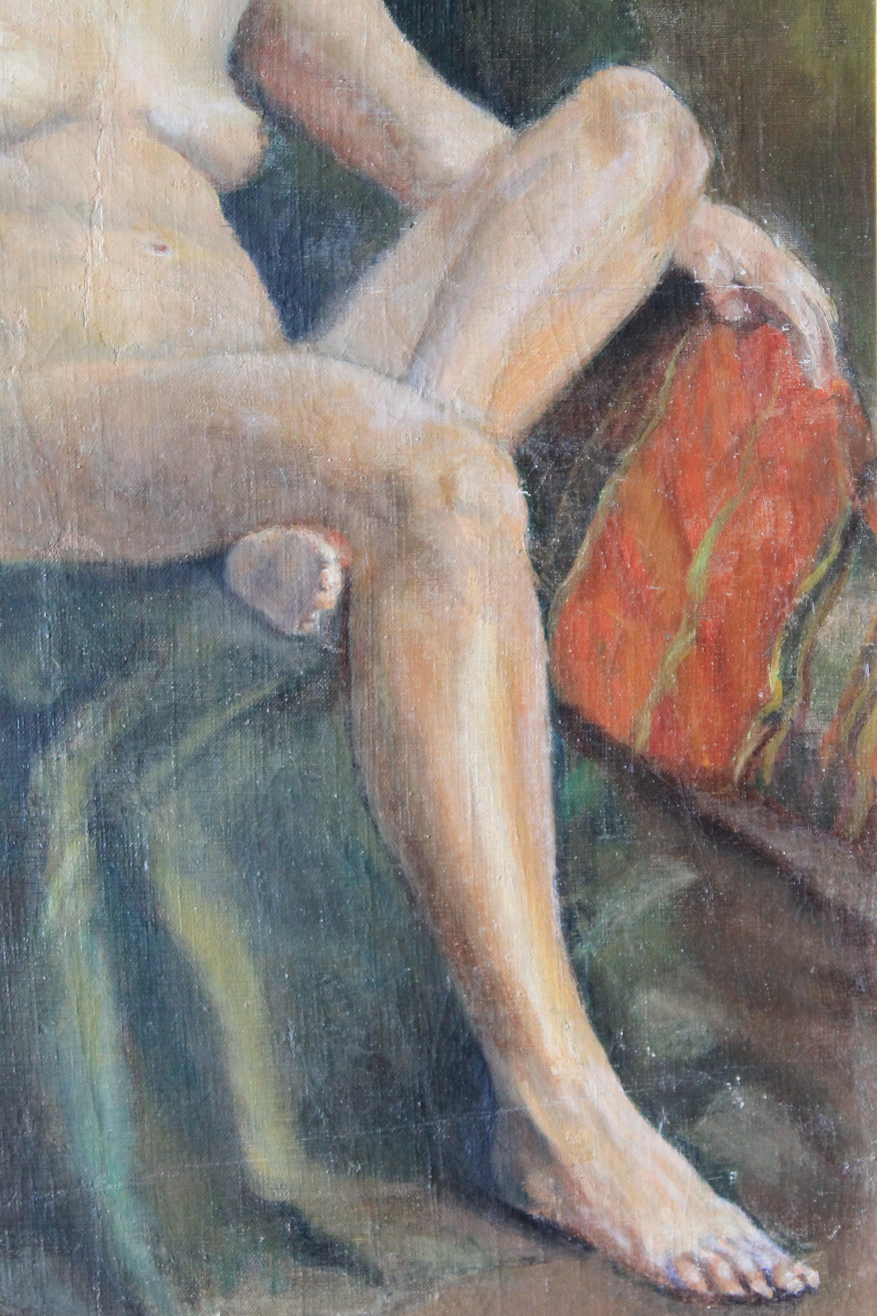 Antique nude oil portrait of a woman, French School 1