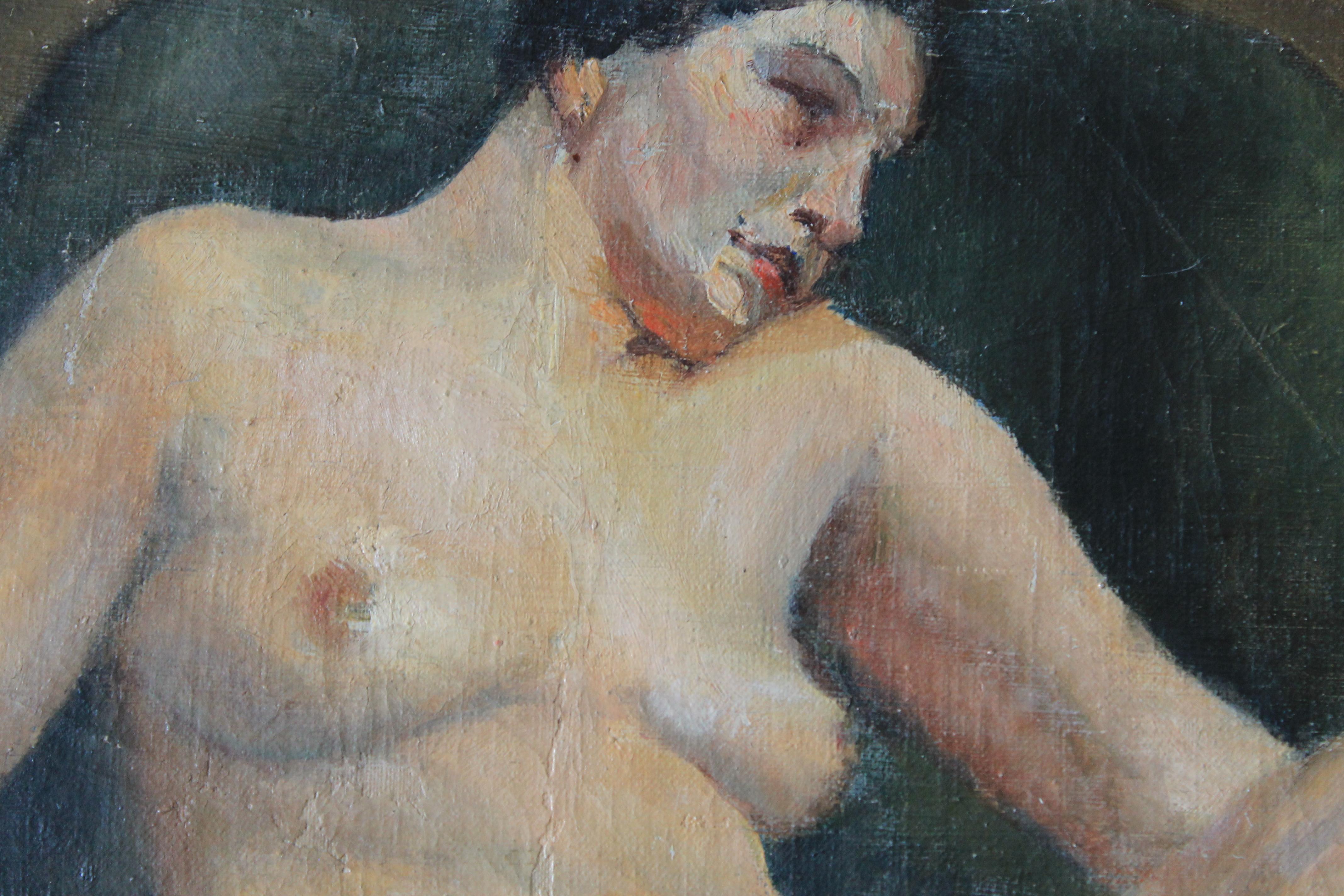 Antique nude oil portrait of a woman, French School 3