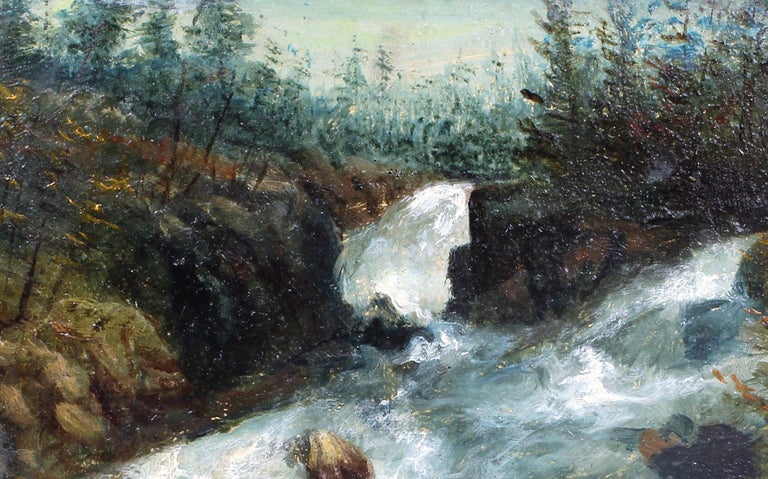 An original antique American impressionist oil painting housed in its original decorative period frame.  19th Century unique gem.