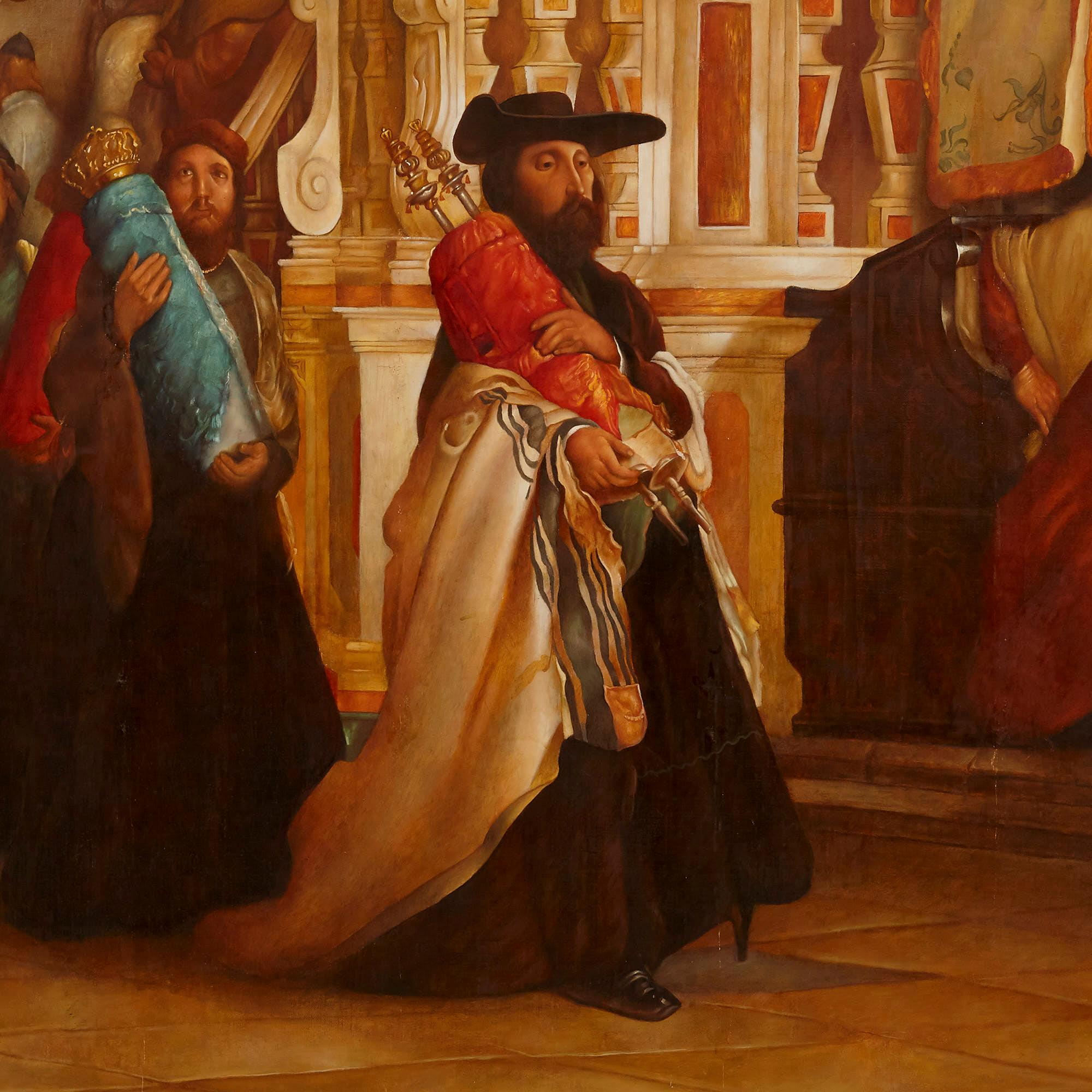 Antikes Ölgemälde der Torah-Prozession nach Solomon Alexander Hart – Painting von Unknown