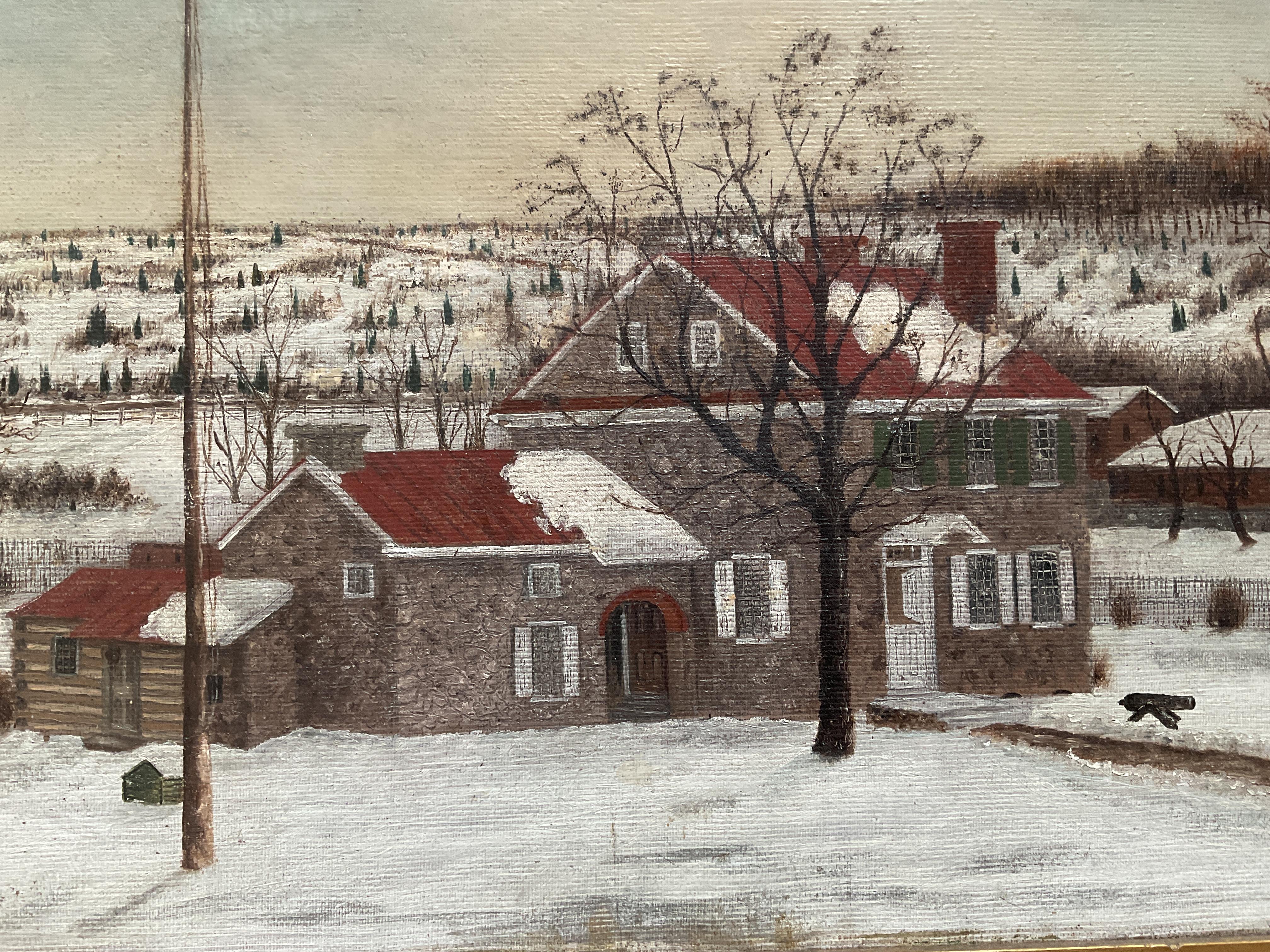 This unsigned late 19th century painting portrays the property used by George Washington as his headquarters during the American Revolution. Known as the Isaac Potts House, it was built in Upper Merion Township, Pennsylvania about ten years before