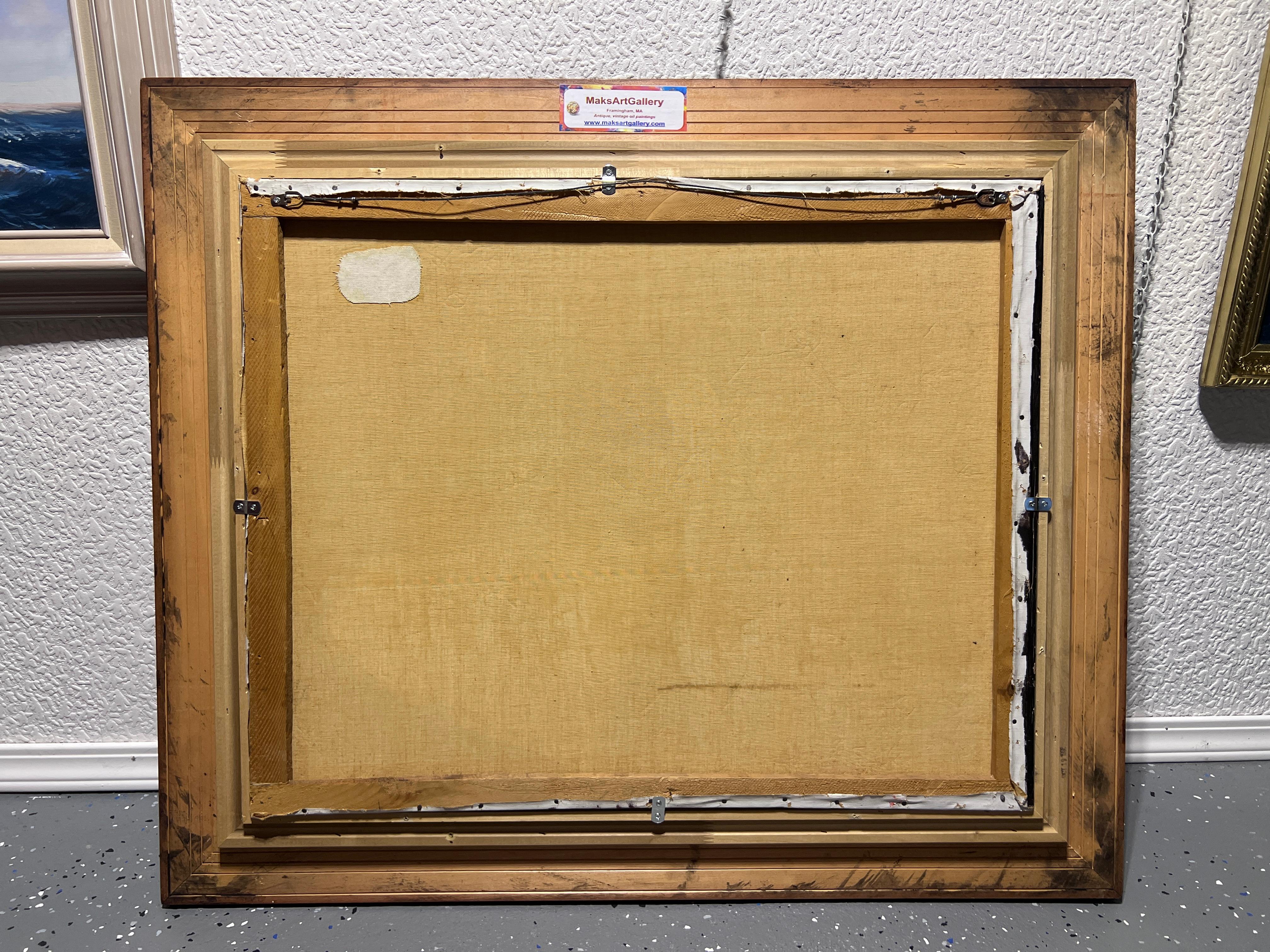 Pintura al Óleo Antigua sobre lienzo Bodegón, libros, vela, Firmado Azuquita Enmarcado en venta 6
