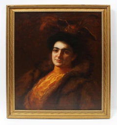 Antique Original Art Deco Fashion Portrait Young Woman Signed Early Oil Painting Antique Original Art Deco Fashion Portrait Young Woman Signed Early Oil Painting