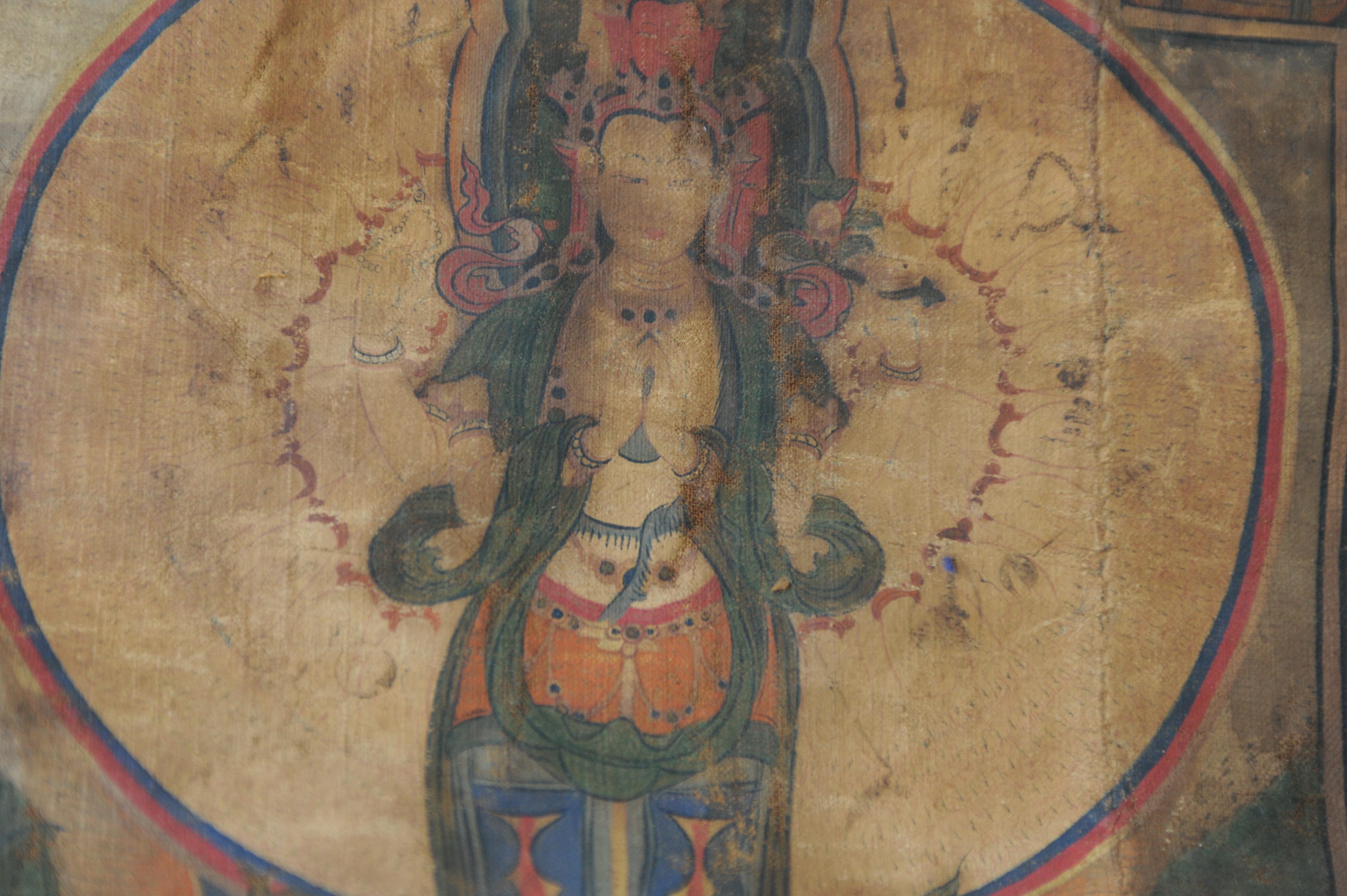 Antique original Lamaistic scroll painting whic 6