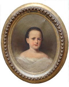 Antique Oval Realistic Portrait of a Young Lady