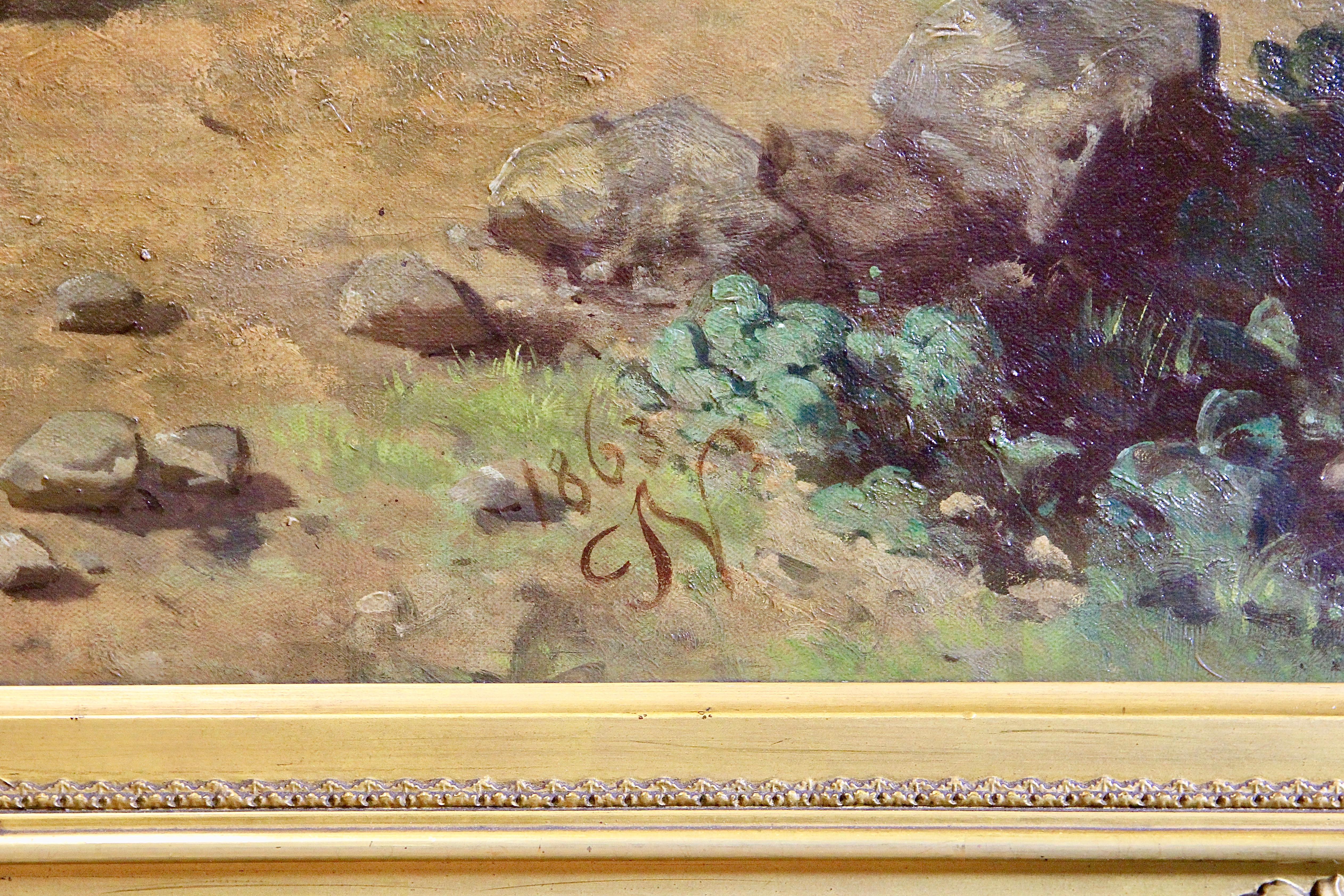 Antikes Gemälde, 19. Jahrhundert, europäischer Monogrammmaler, „Die Eroberung“. im Angebot 1