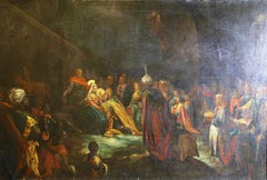 Peinture ancienne. « Vierges du monde entier à Bethlehem ». Scène chrétienne.