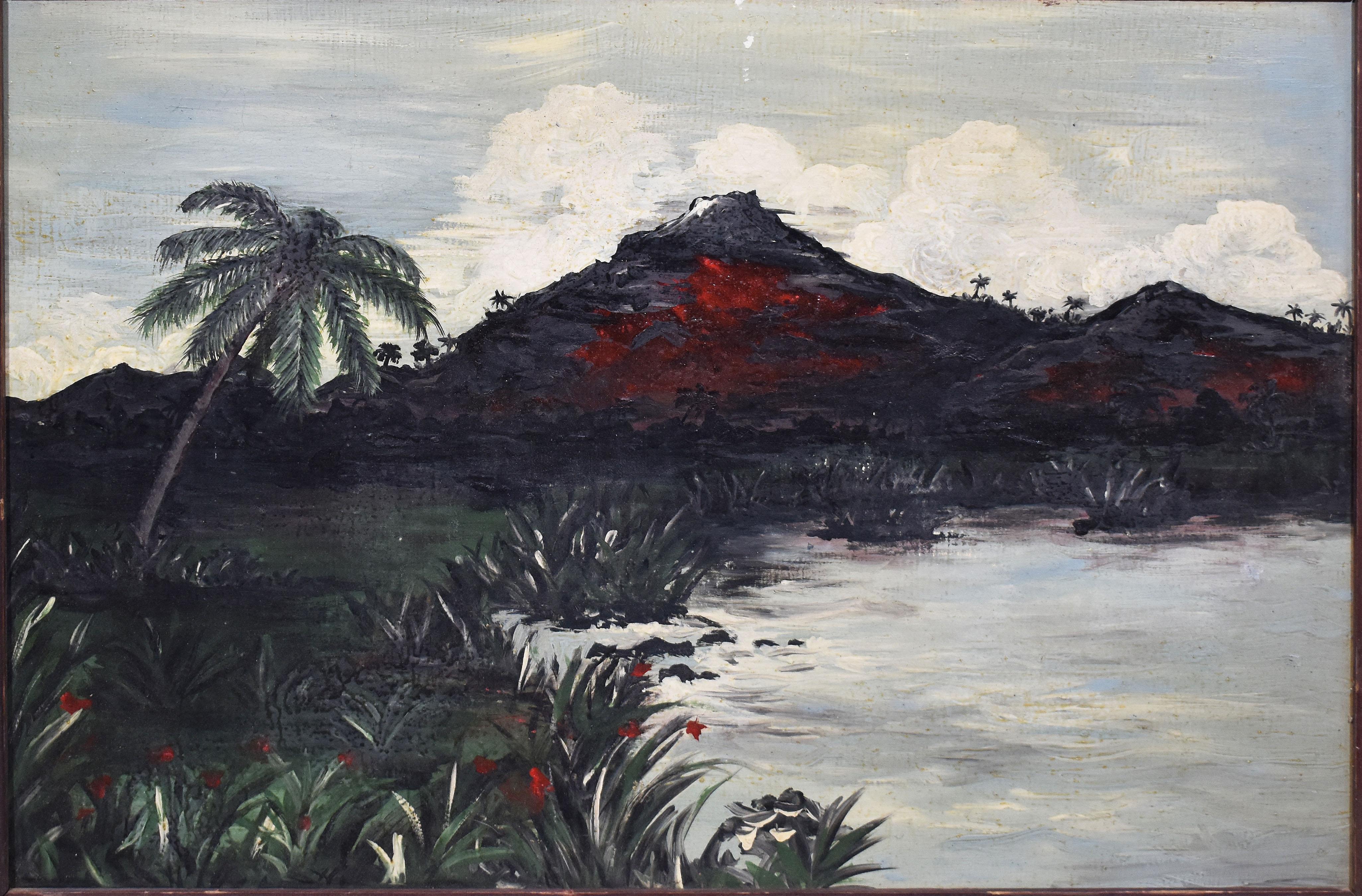 Antique Painting of British New Guinea Signed 1945 Original Oil Painting 1