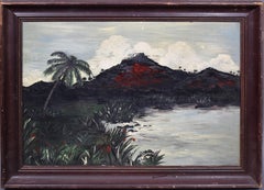 Antique Painting of British New Guinea Signed 1945 Original Oil Painting